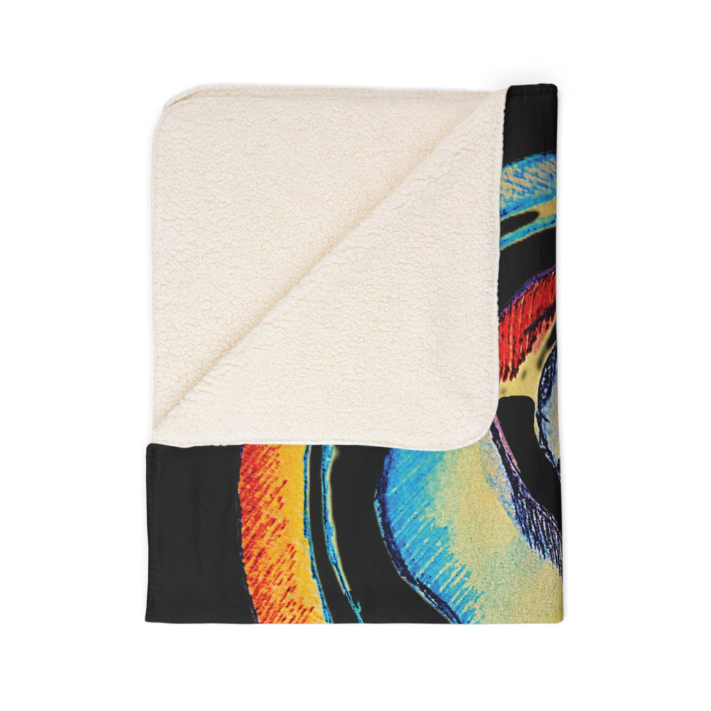 Cyclical (Black Background) Fleece Sherpa Blanket