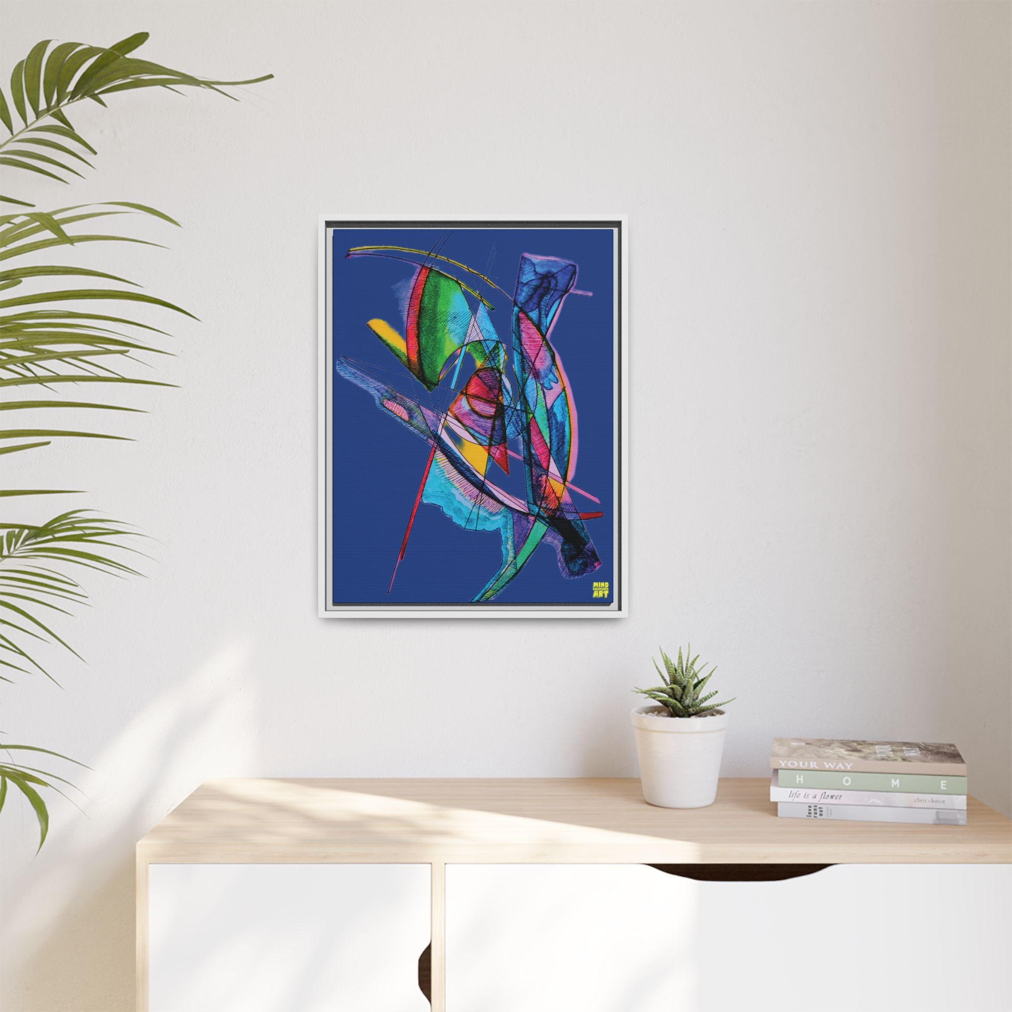 Watching (Dark Blue Background) Matte Canvas, Framed