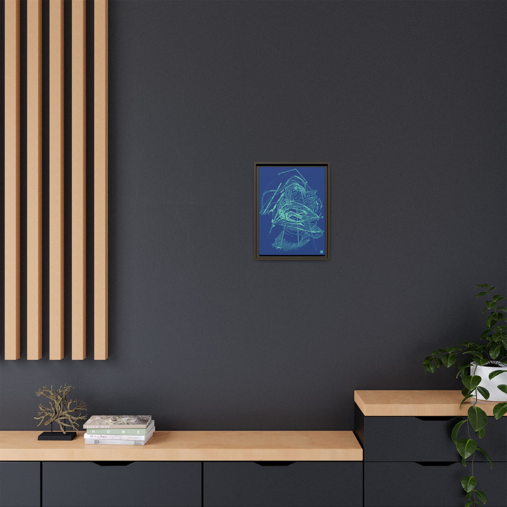Dive Reflex (Teal, Dark Blue Background) Matte Canvas, Framed