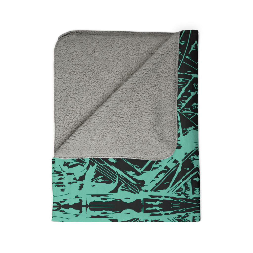 Love (Teal, Mirror, Black Background) Fleece Sherpa Blanket