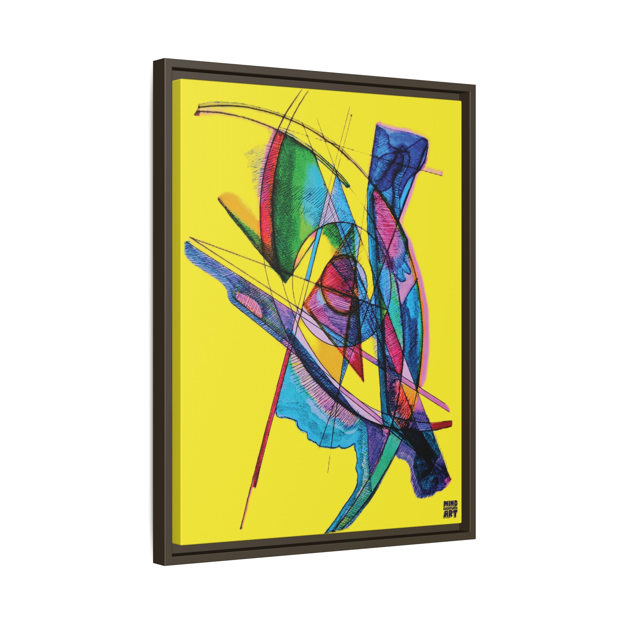 Watching (Yellow Background) Matte Canvas, Framed
