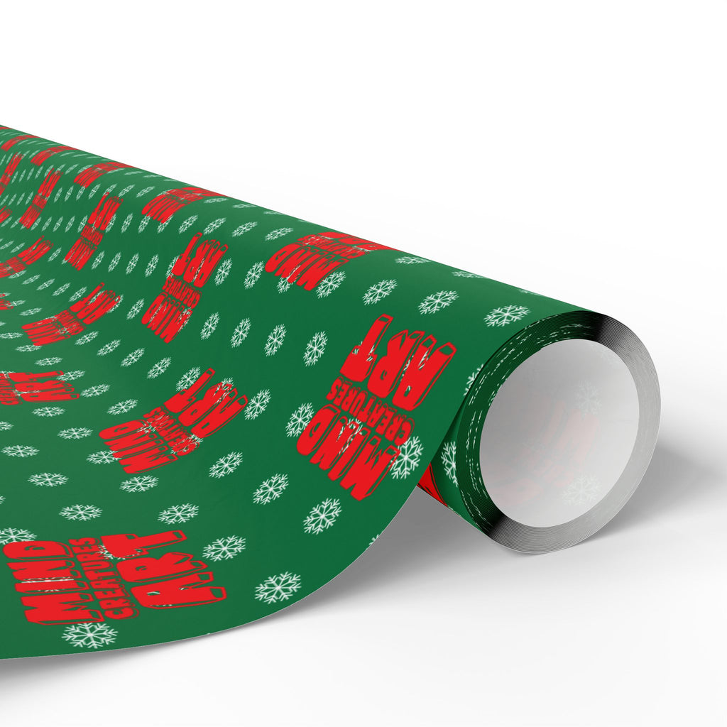MCA Logo & Snowflake (Red, Green Background) Heavy Wrapping Paper