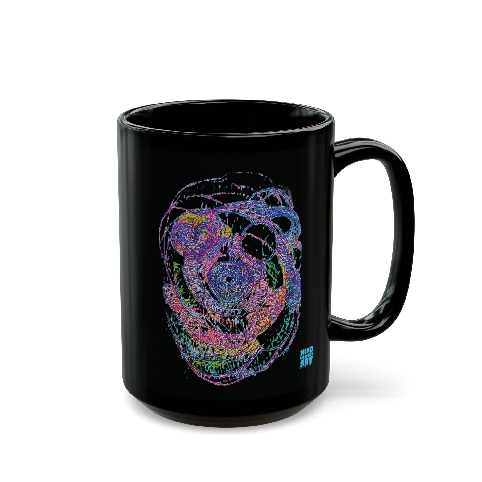 Spiraling Black Ceramic Mug (11oz, 15oz)