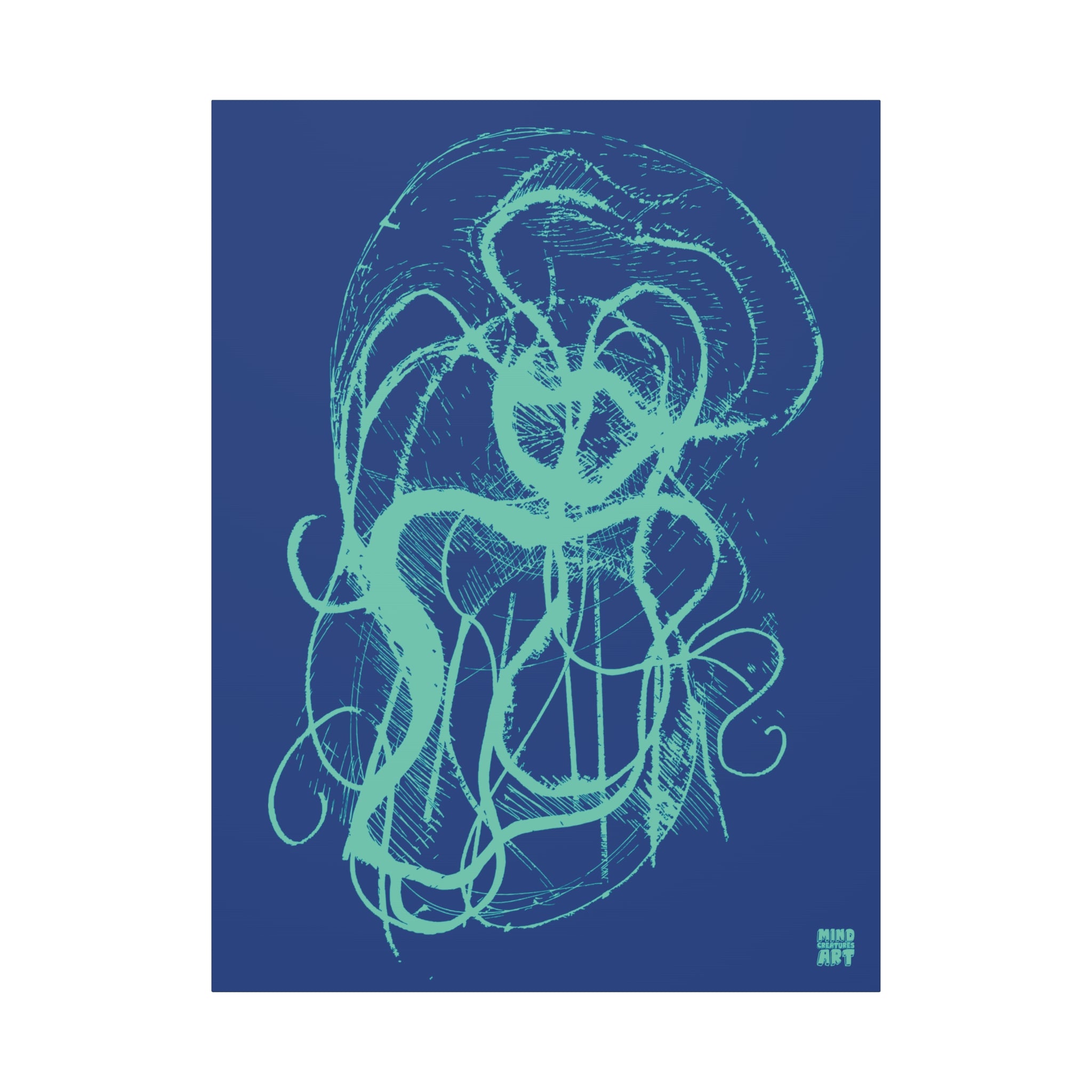 Davy Jones (Teal, Dark Blue Background) Matte Canvas, Stretched, 1.25"