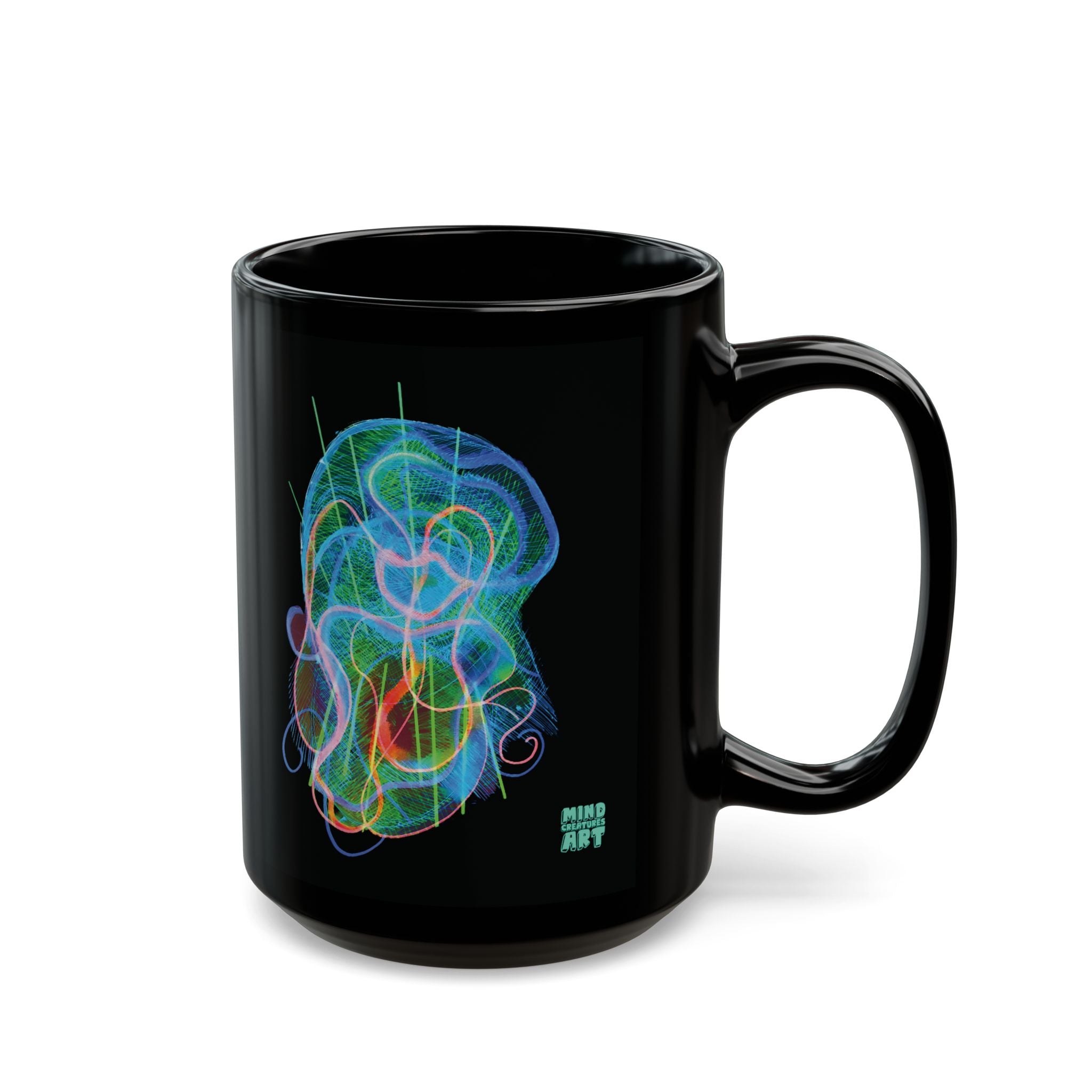 Davy Jones (Electric Blue & Green) Black Ceramic Mug (11oz, 15oz)