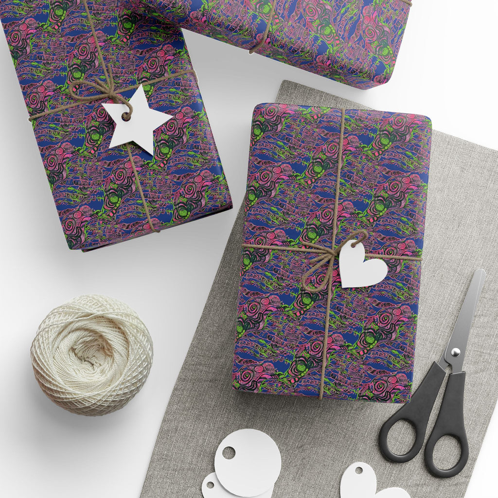 Vessel (Neon, Blue Background) Heavy Wrapping Paper