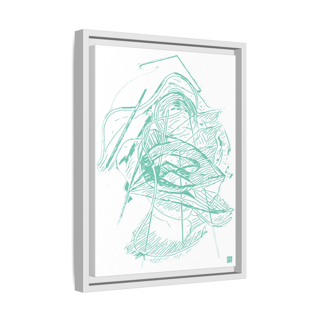 Dive Reflex (Teal, White Background) Matte Canvas, Framed
