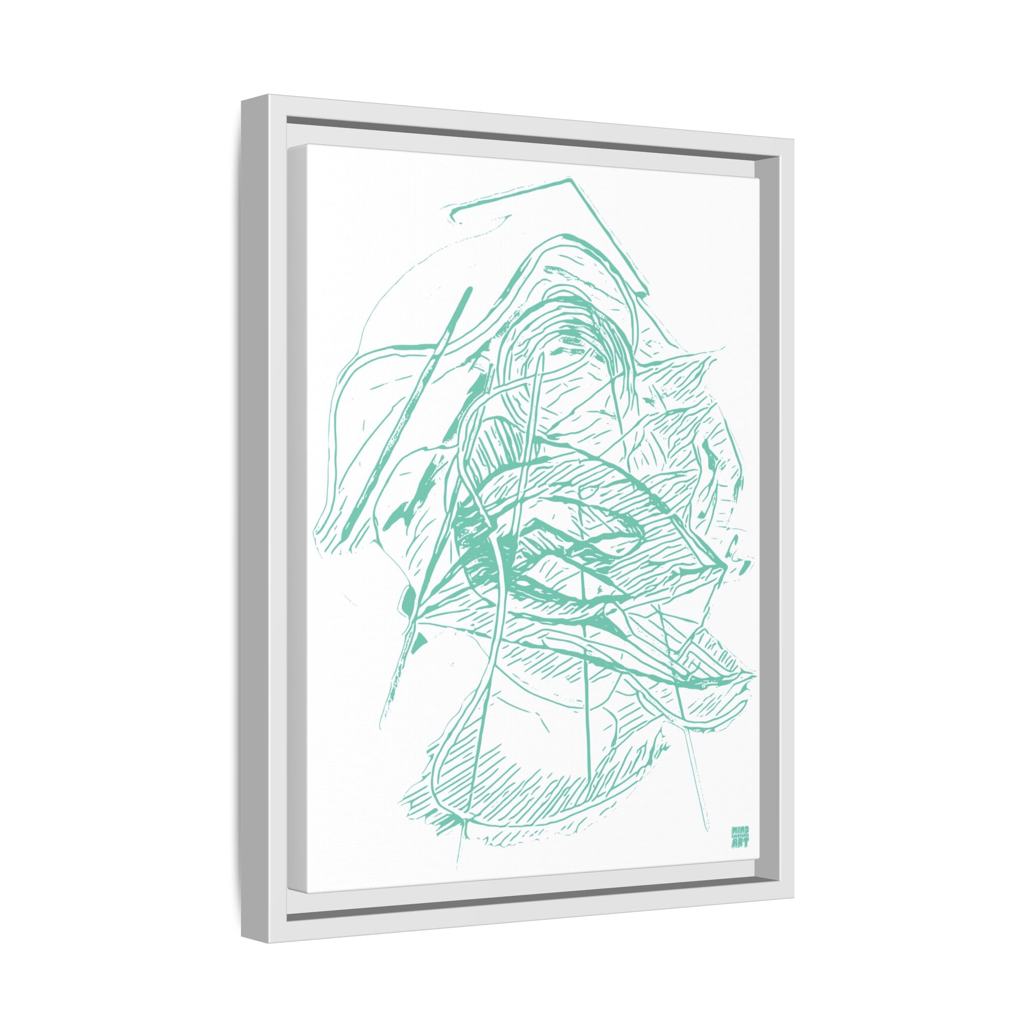 Dive Reflex (Teal, White Background) Matte Canvas, Framed