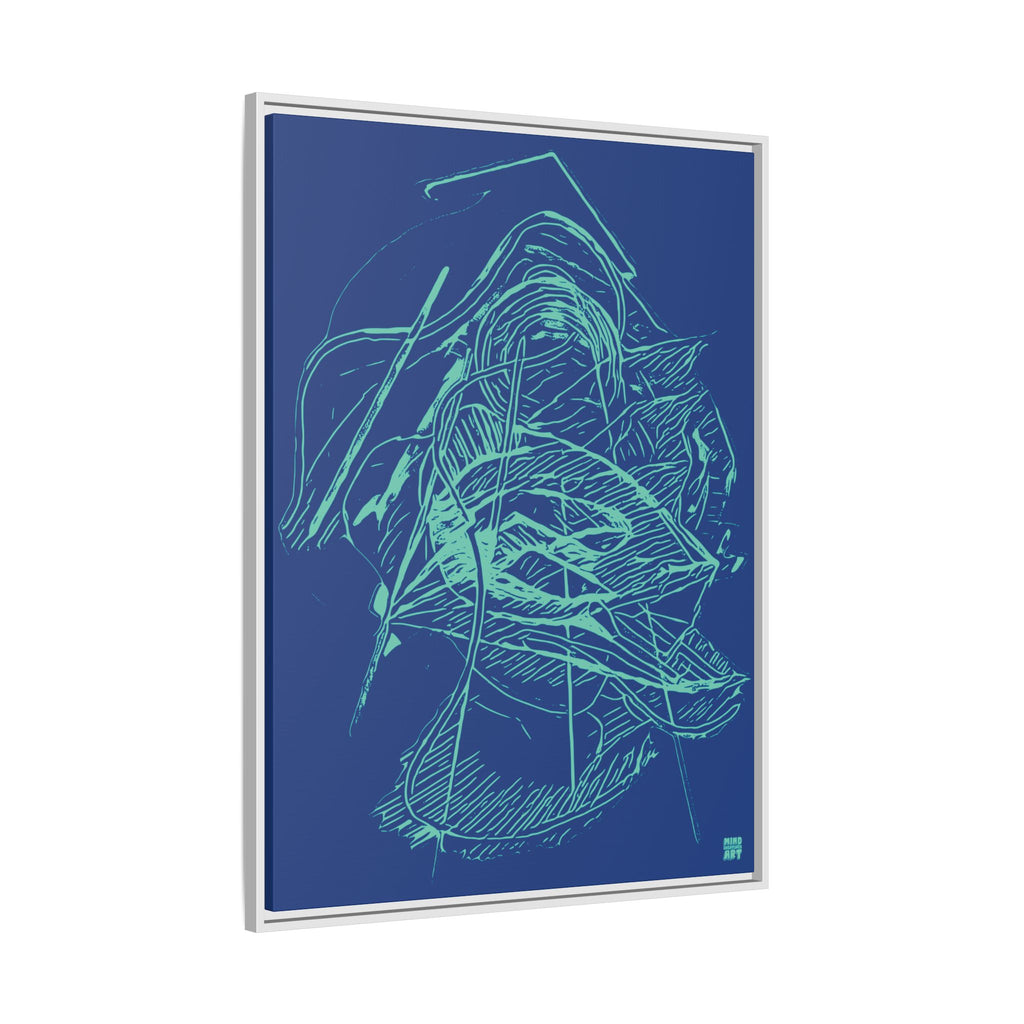 Dive Reflex (Teal, Dark Blue Background) Matte Canvas, Framed