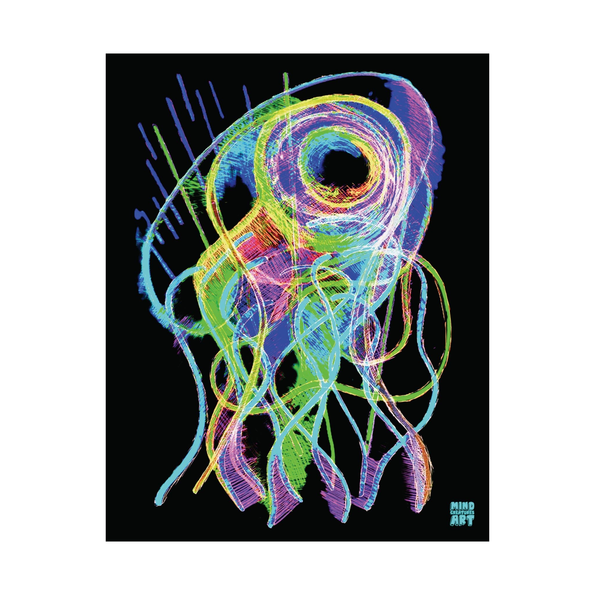 Jelly Jam (Neon, Black Background) Matte Poster