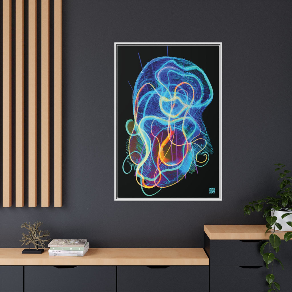 Davy Jones (Electric Blue, Black Background) Matte Canvas, Framed