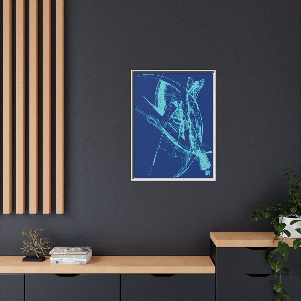 Watching (Aqua, Dark Blue Background) Matte Canvas, Framed