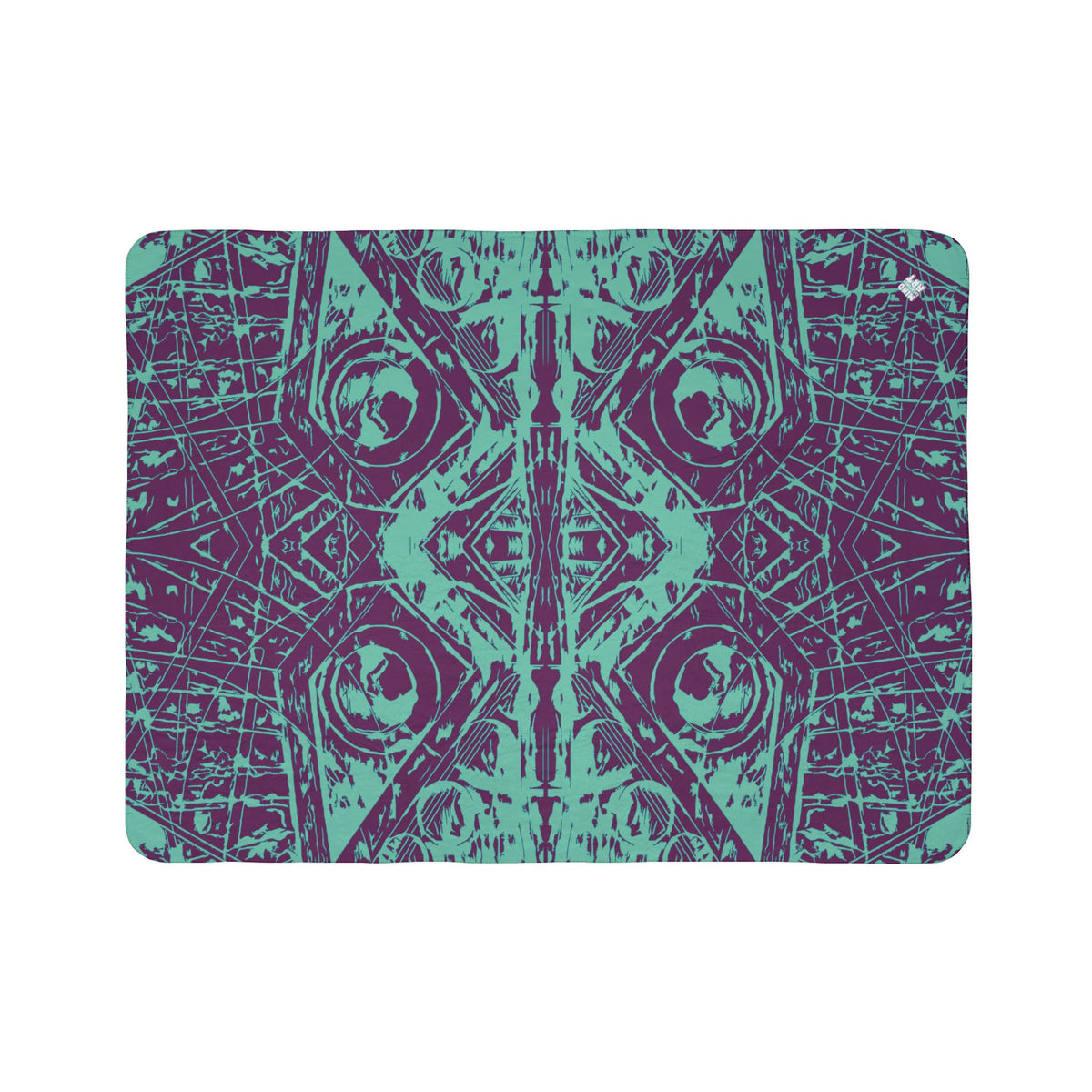 Love (Teal, Mirror, Purple Background) Fleece Sherpa Blanket