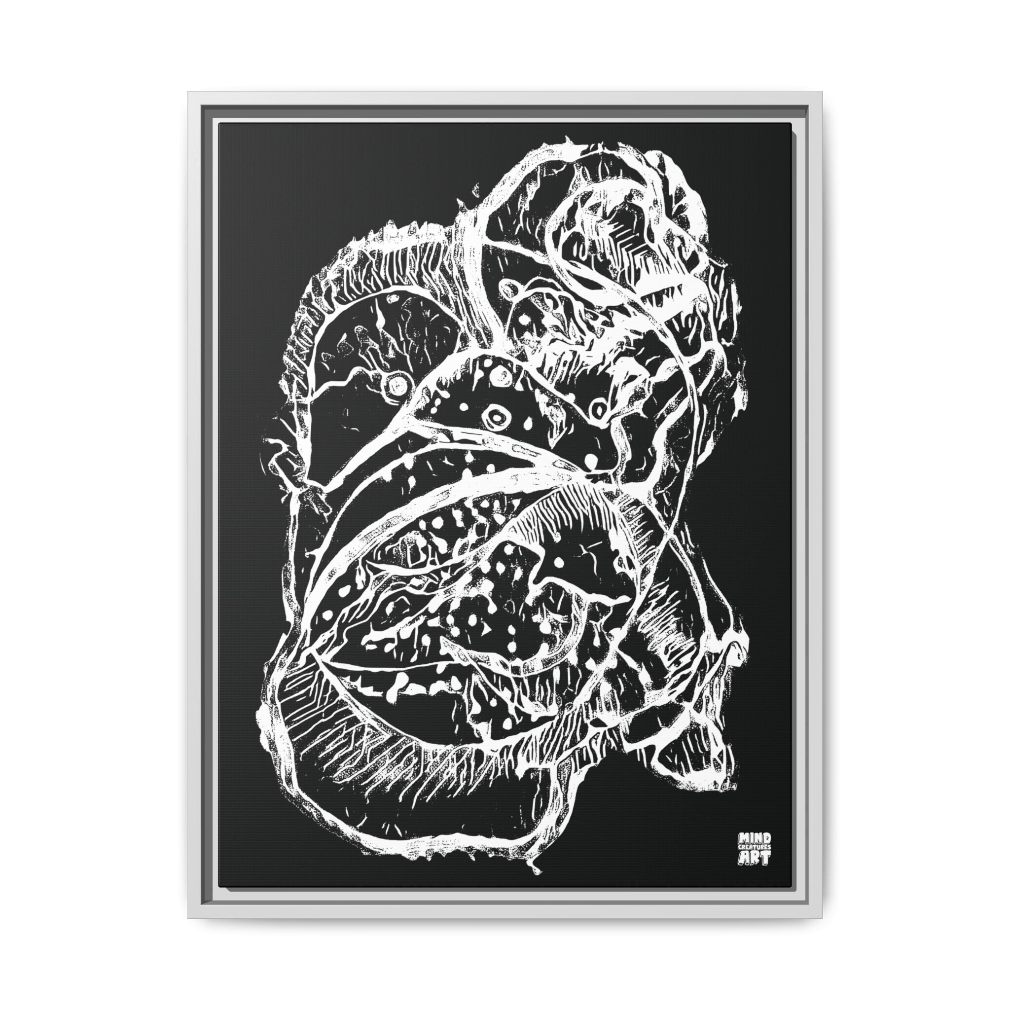Exploration (White, Black Background) Matte Canvas, Framed