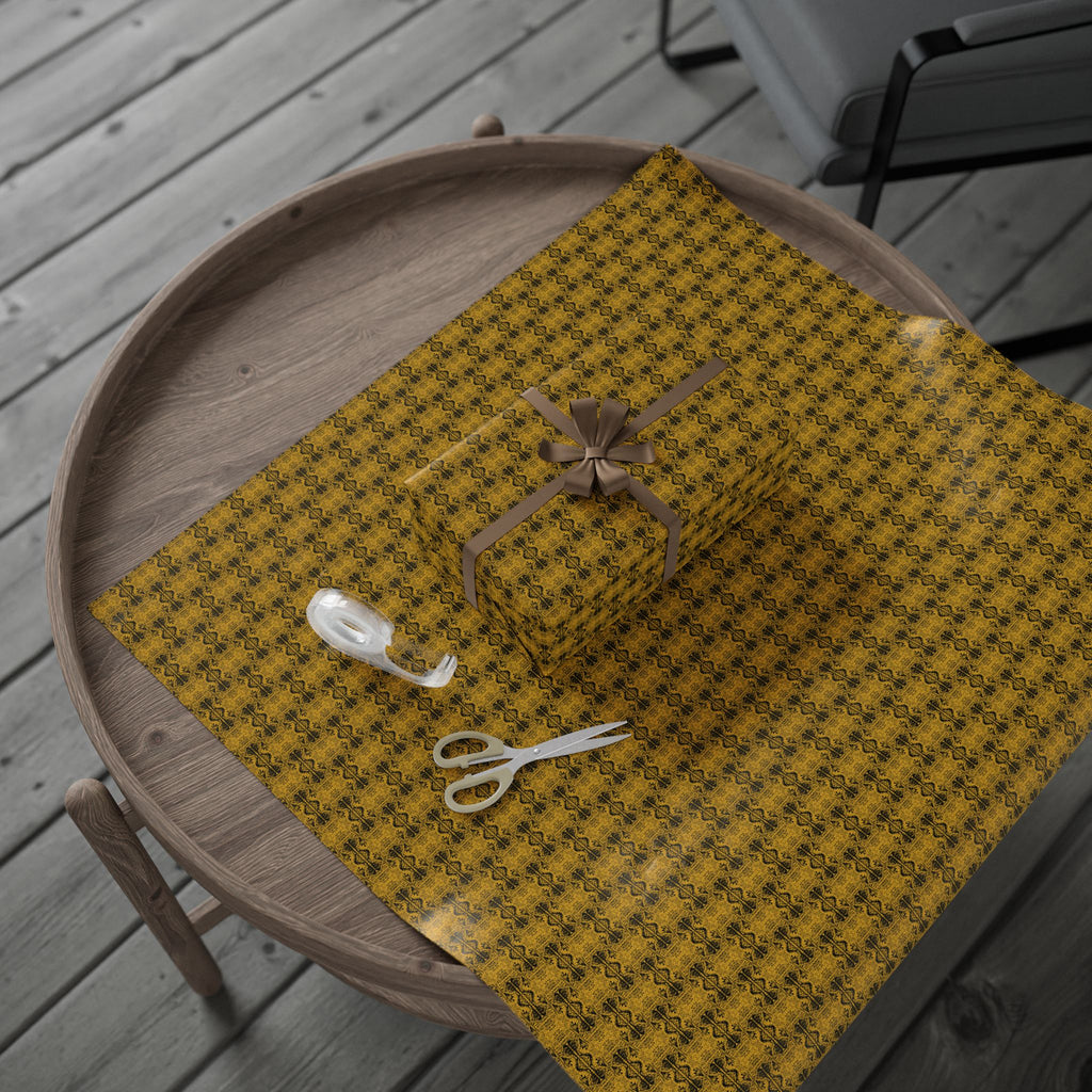 Love (Black, Yellow Background) Heavy Wrapping Paper