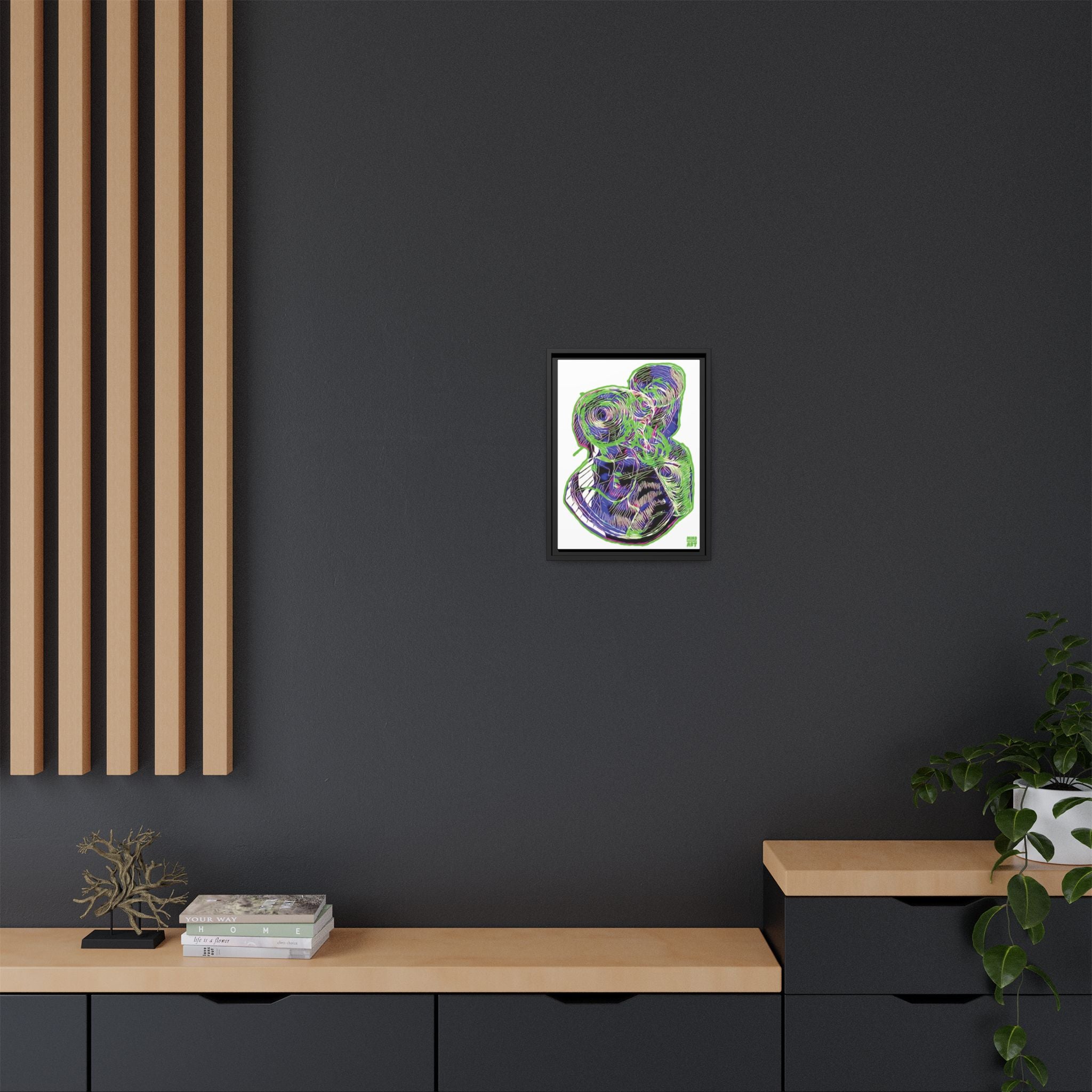 Curiosity (Electric Green, White Background) Matte Canvas, Framed