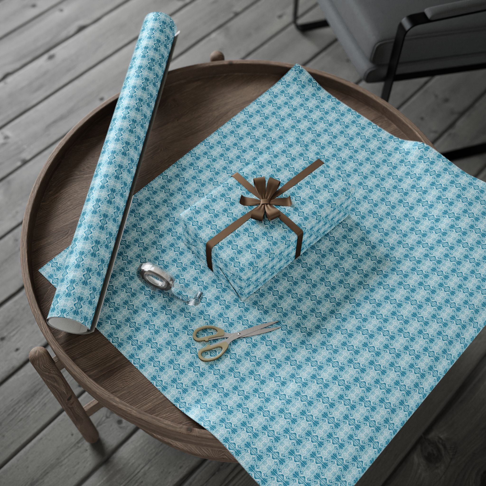 Love (Blue, White Background) Heavy Wrapping Paper