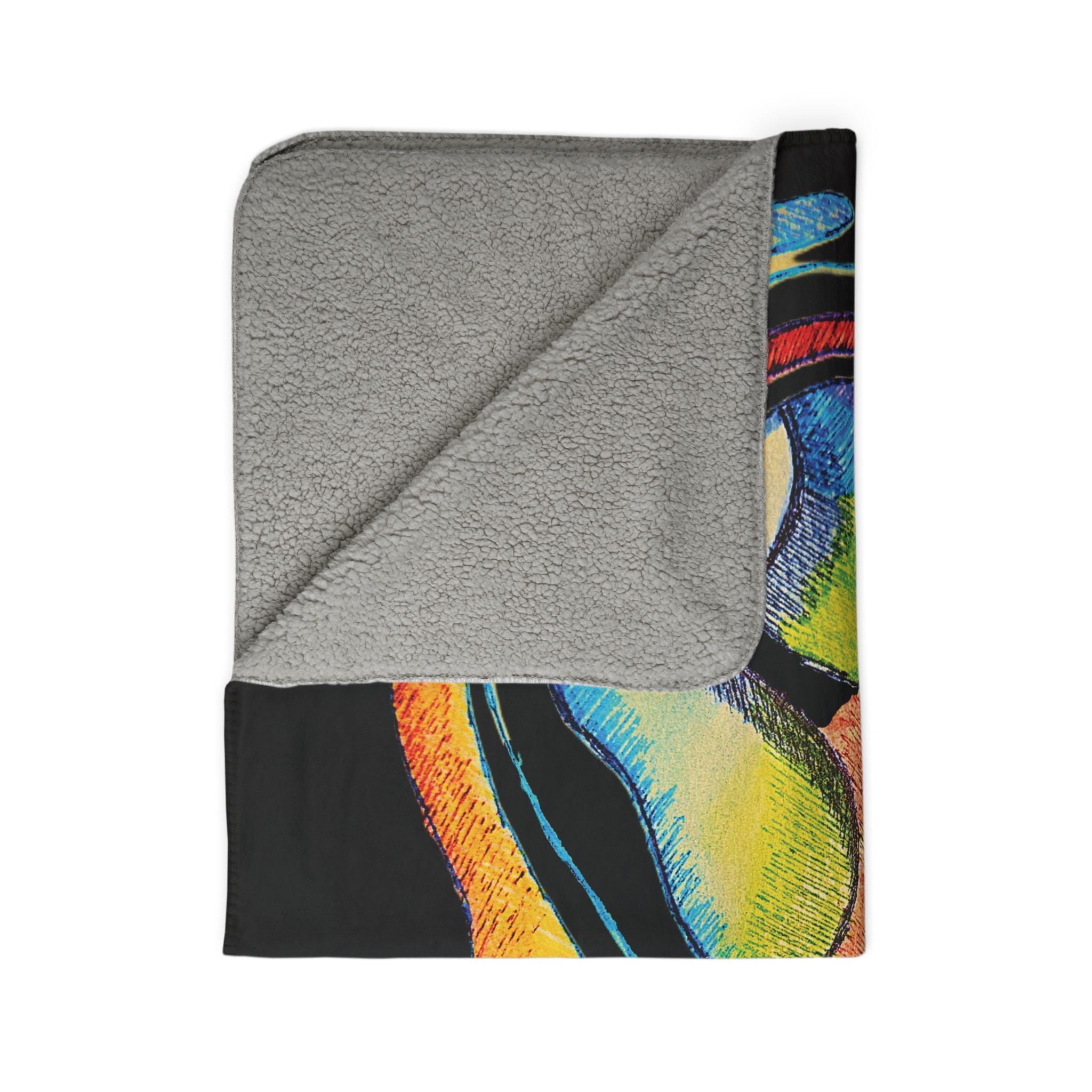 Cyclical (Black Background) Fleece Sherpa Blanket
