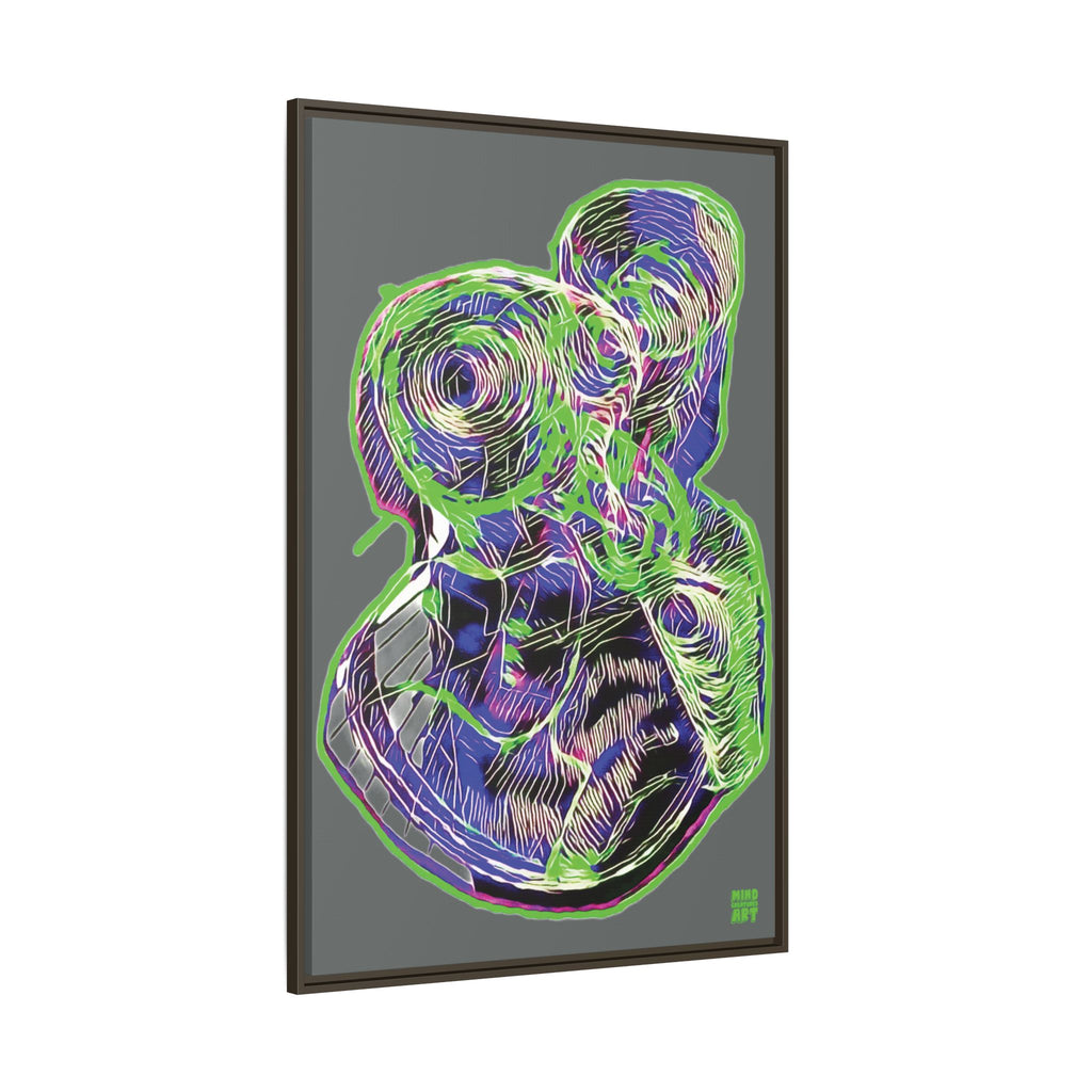 Curiosity (Electric Green, Dark Gray Background) Matte Canvas, Framed