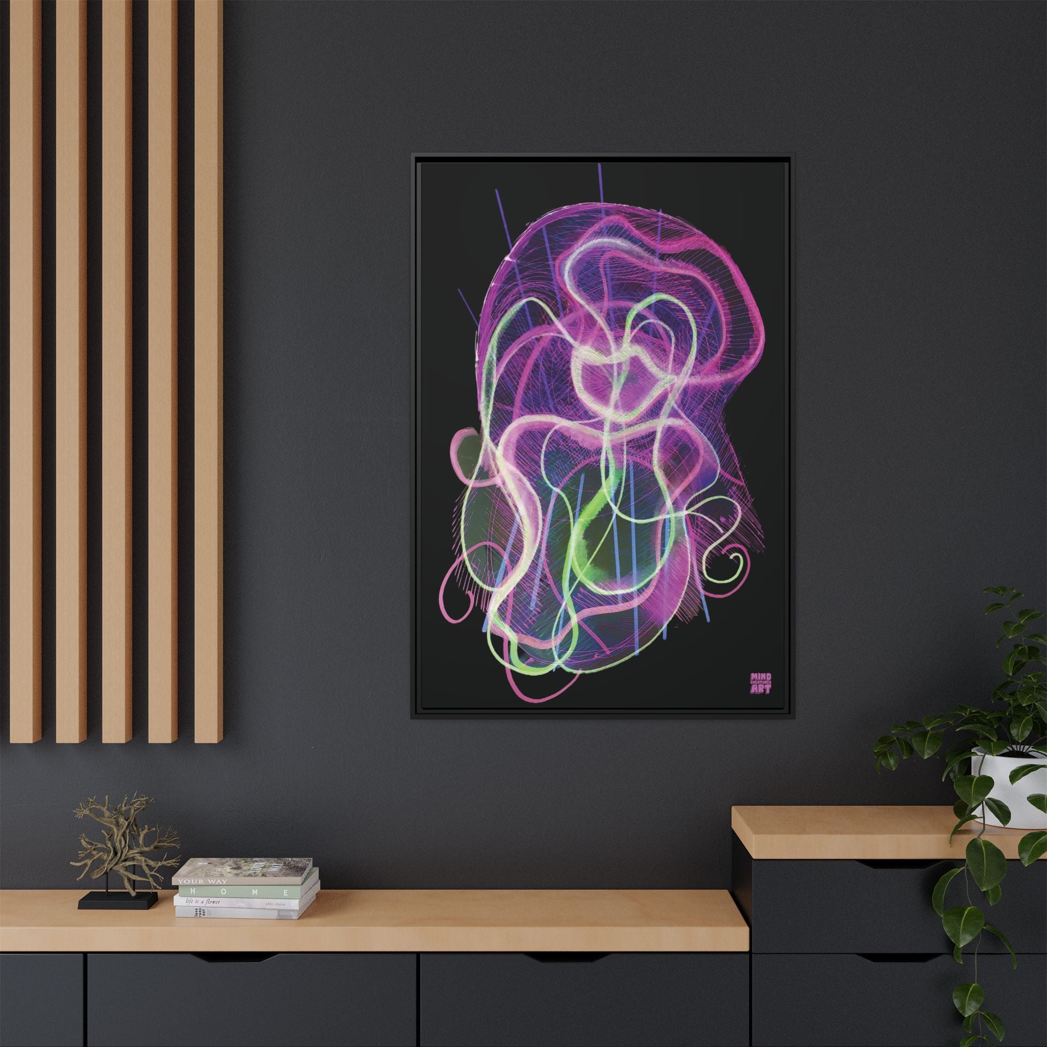 Davy Jones (Electric Pink, Black Background) Matte Canvas, Framed