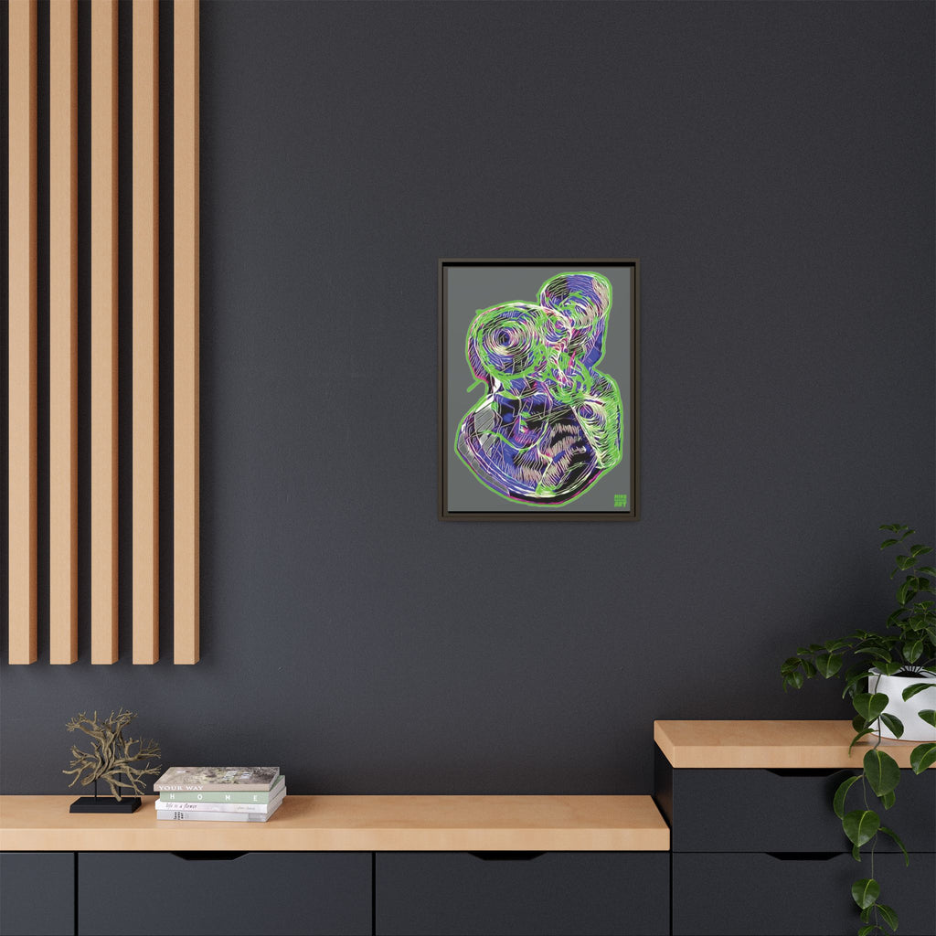 Curiosity (Electric Green, Dark Gray Background) Matte Canvas, Framed