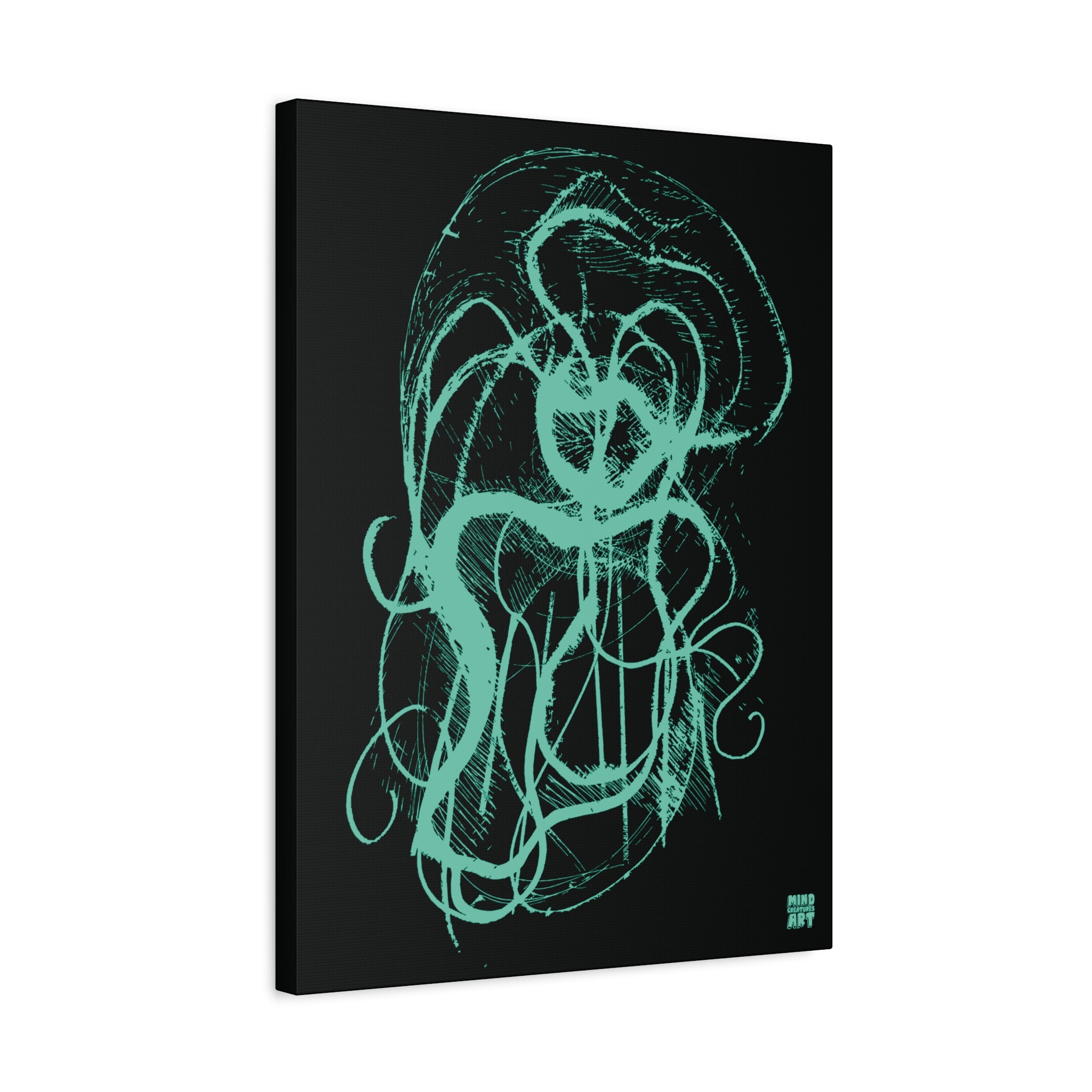 Davy Jones (Teal, Black Background) Matte Canvas, Stretched, 1.25"