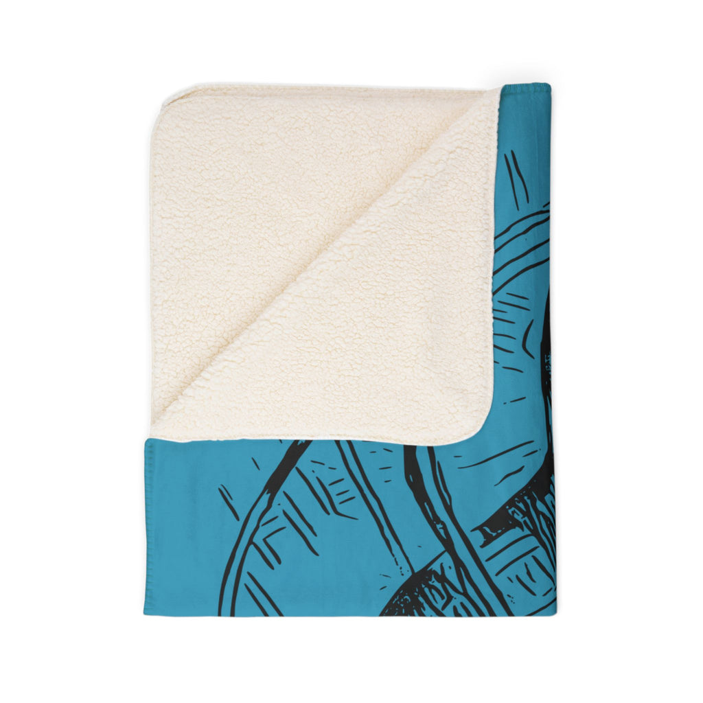 Jelly Jam (Black, Turquoise Background) Fleece Sherpa Blanket
