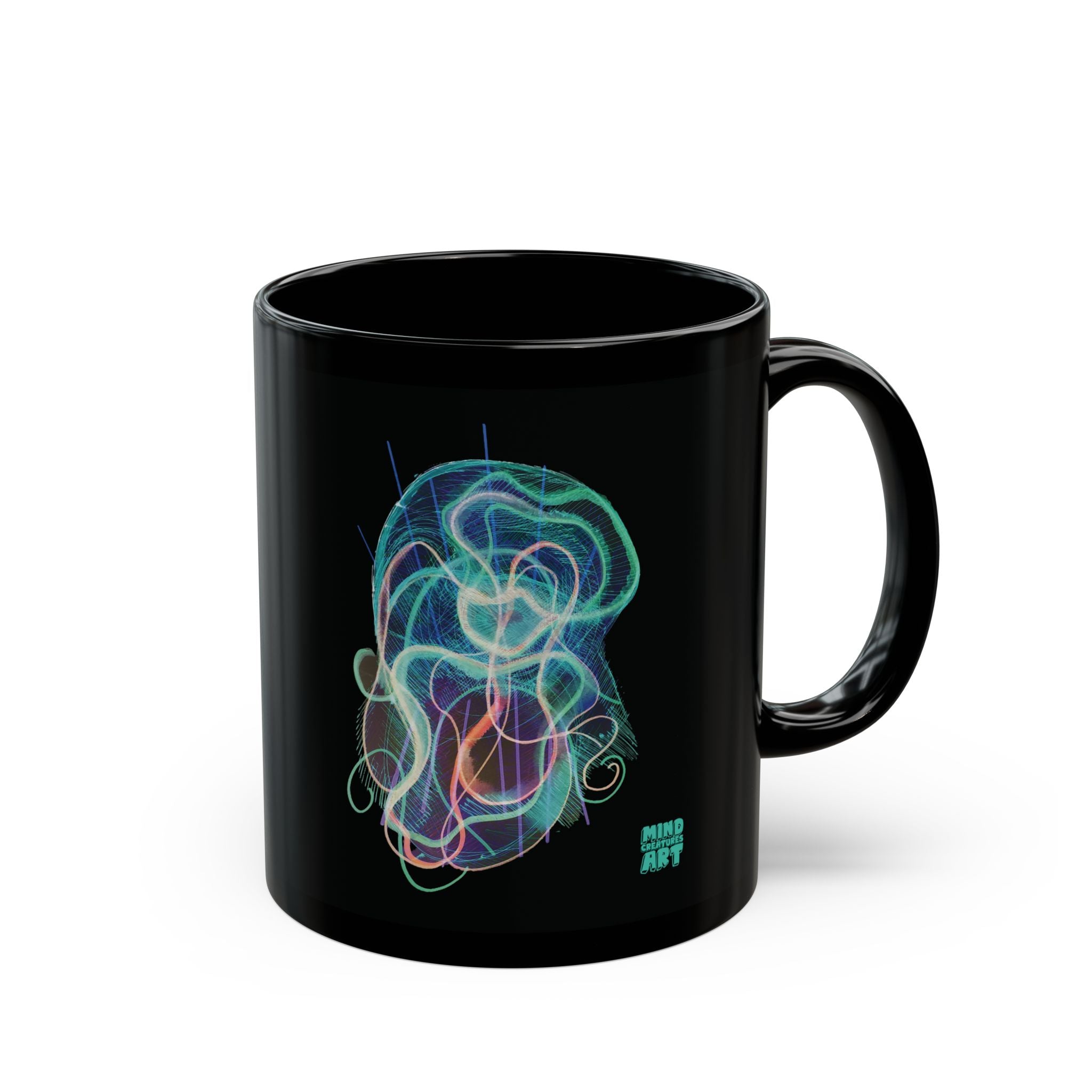 Davy Jones (Electric Teal) Black Ceramic Mug (11oz, 15oz)