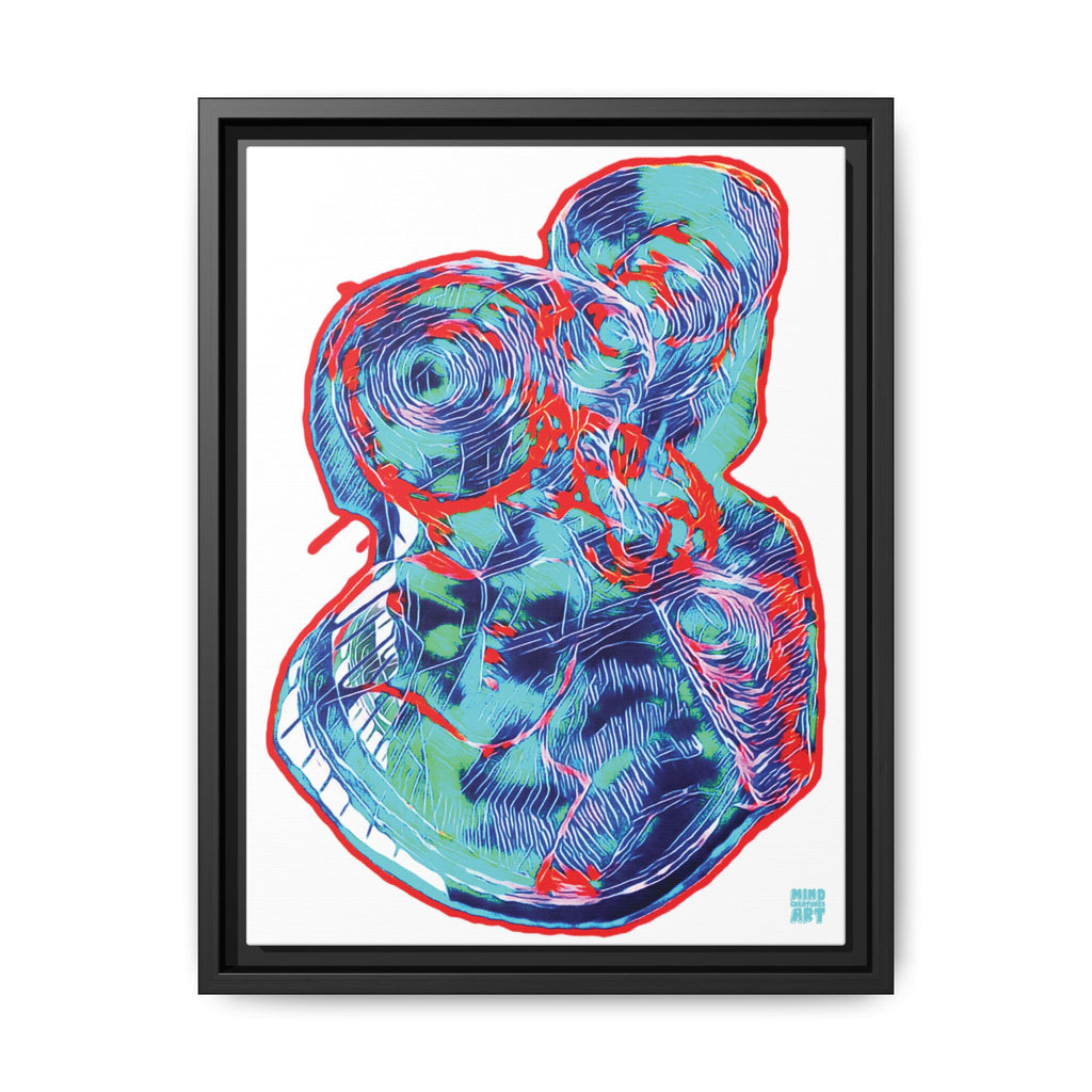 Curiosity (Red & Teal, White Background) Matte Canvas, Framed