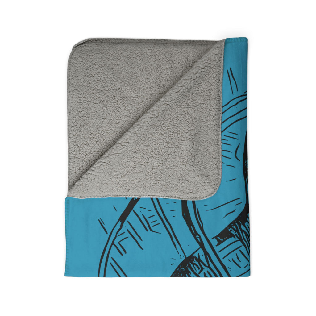 Jelly Jam (Black, Turquoise Background) Fleece Sherpa Blanket