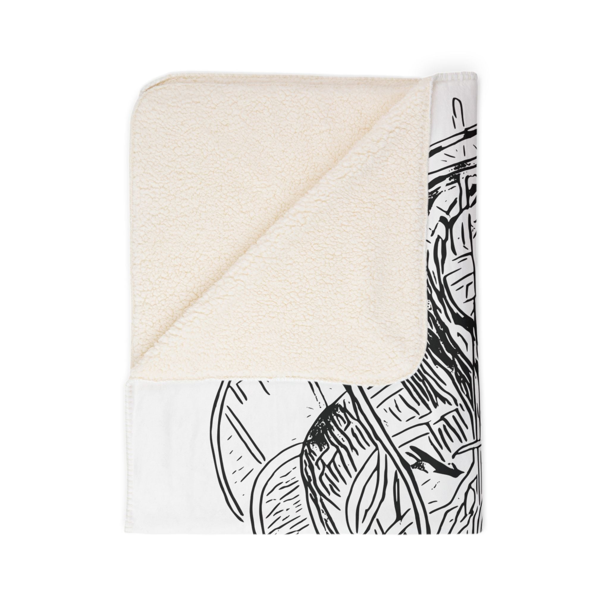 Jelly Jam (Black, White Background) Fleece Sherpa Blanket