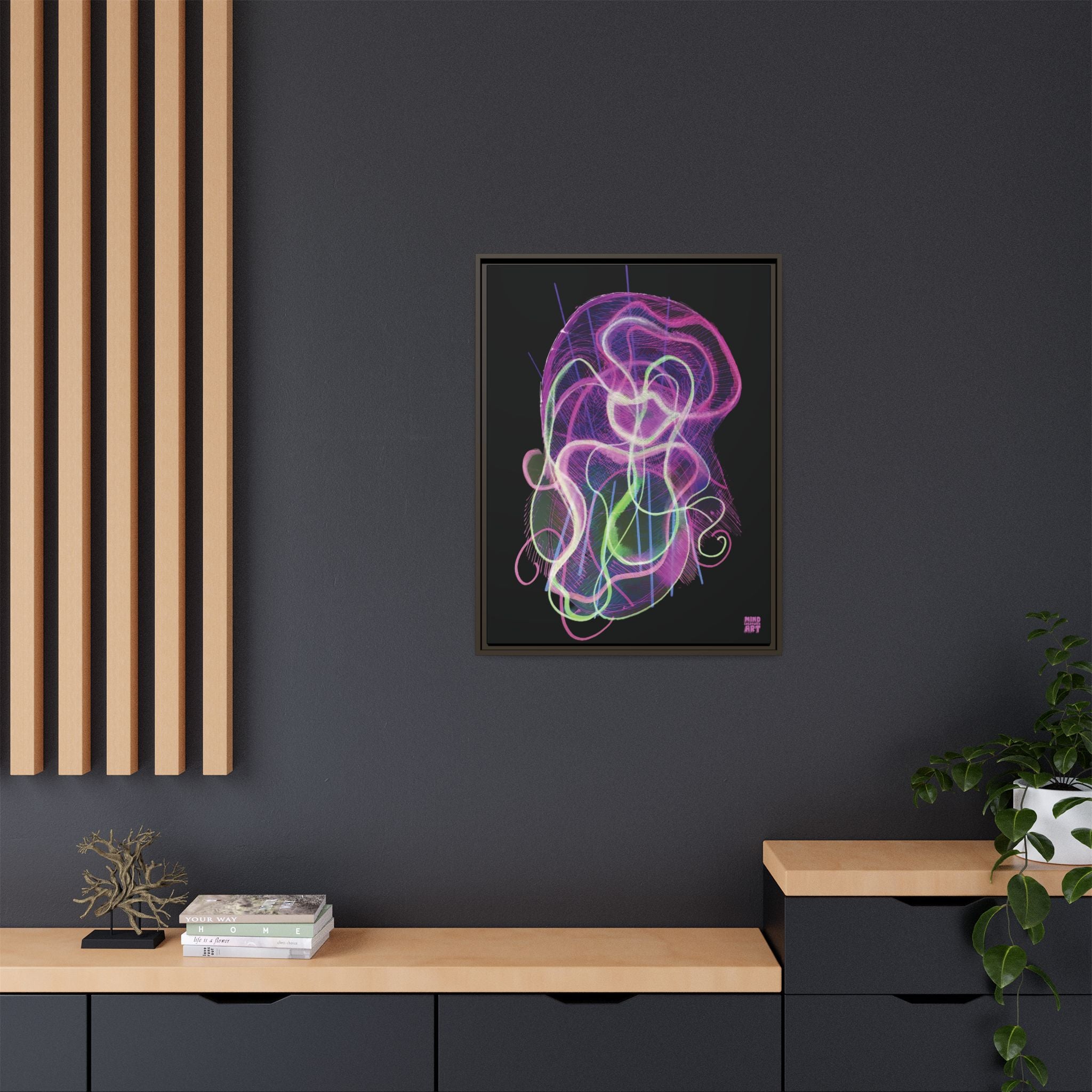 Davy Jones (Electric Pink, Black Background) Matte Canvas, Framed