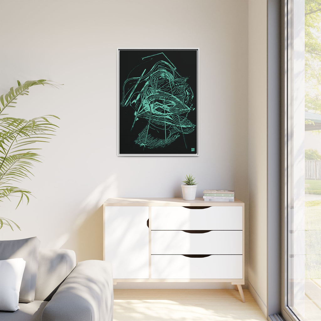 Dive Reflex (Teal, Black Background) Matte Canvas, Framed