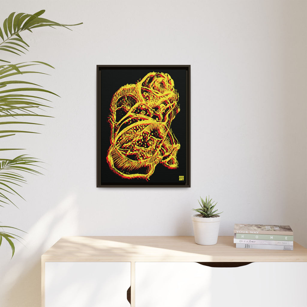 Exploration (Blur, Red & Yellow, Black Background) Matte Canvas, Framed