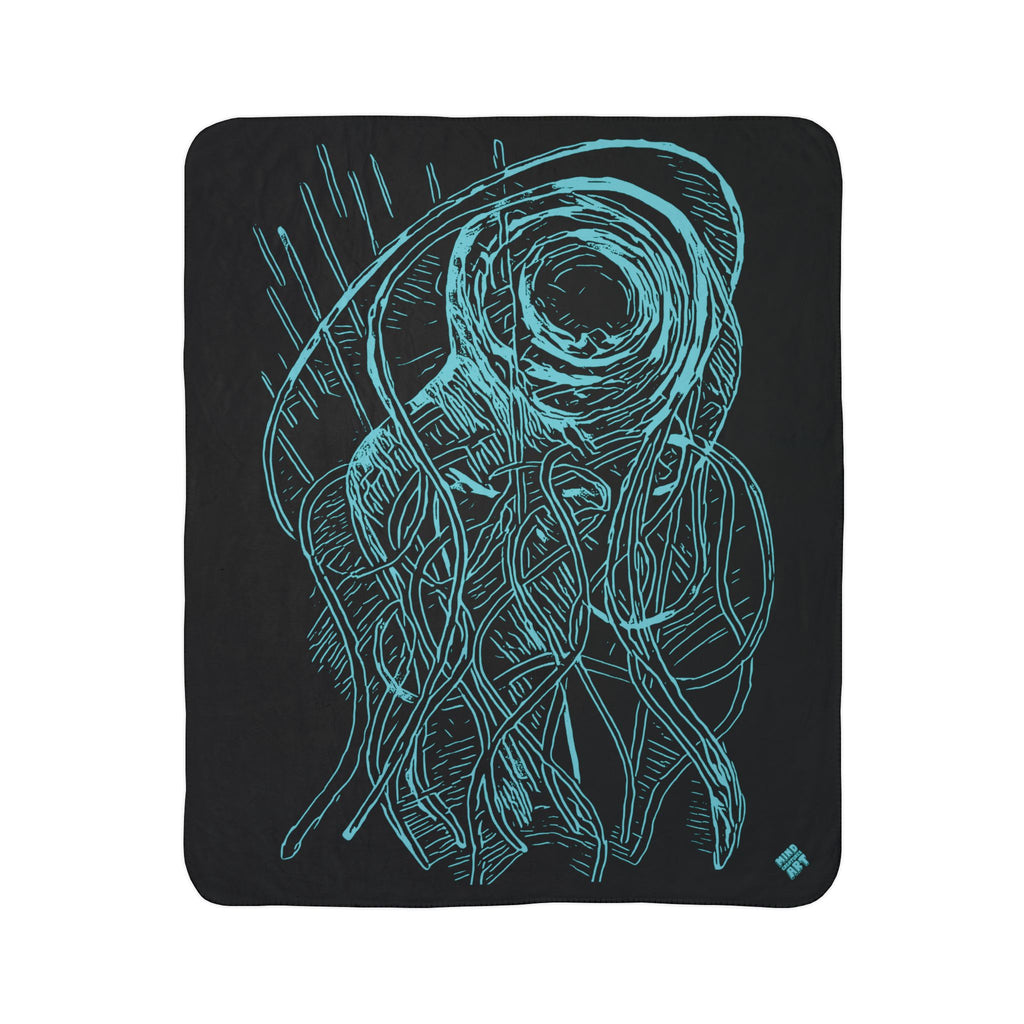 Jelly Jam (Aqua, Black Background) Fleece Sherpa Blanket