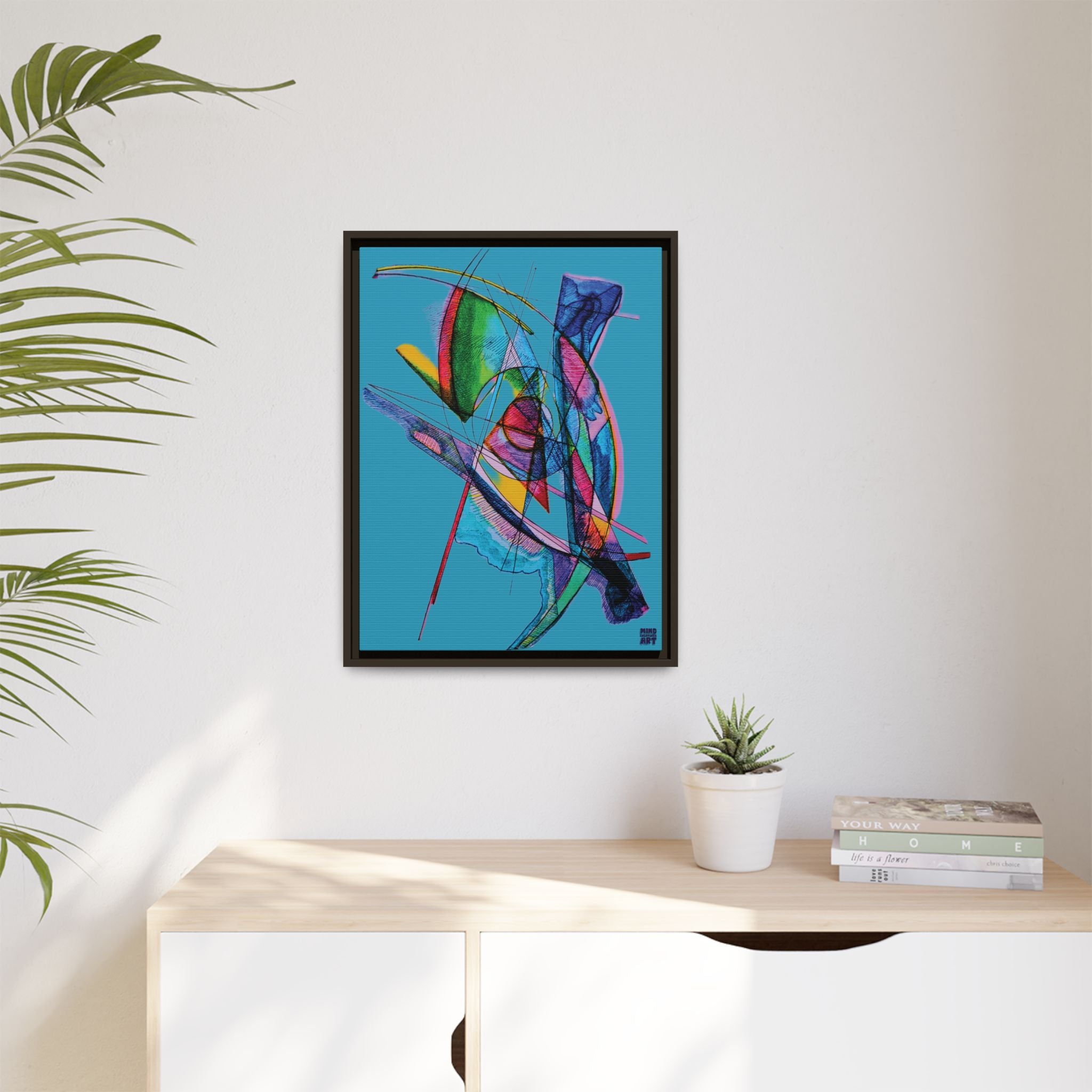 Watching (Turquoise Background) Matte Canvas, Framed