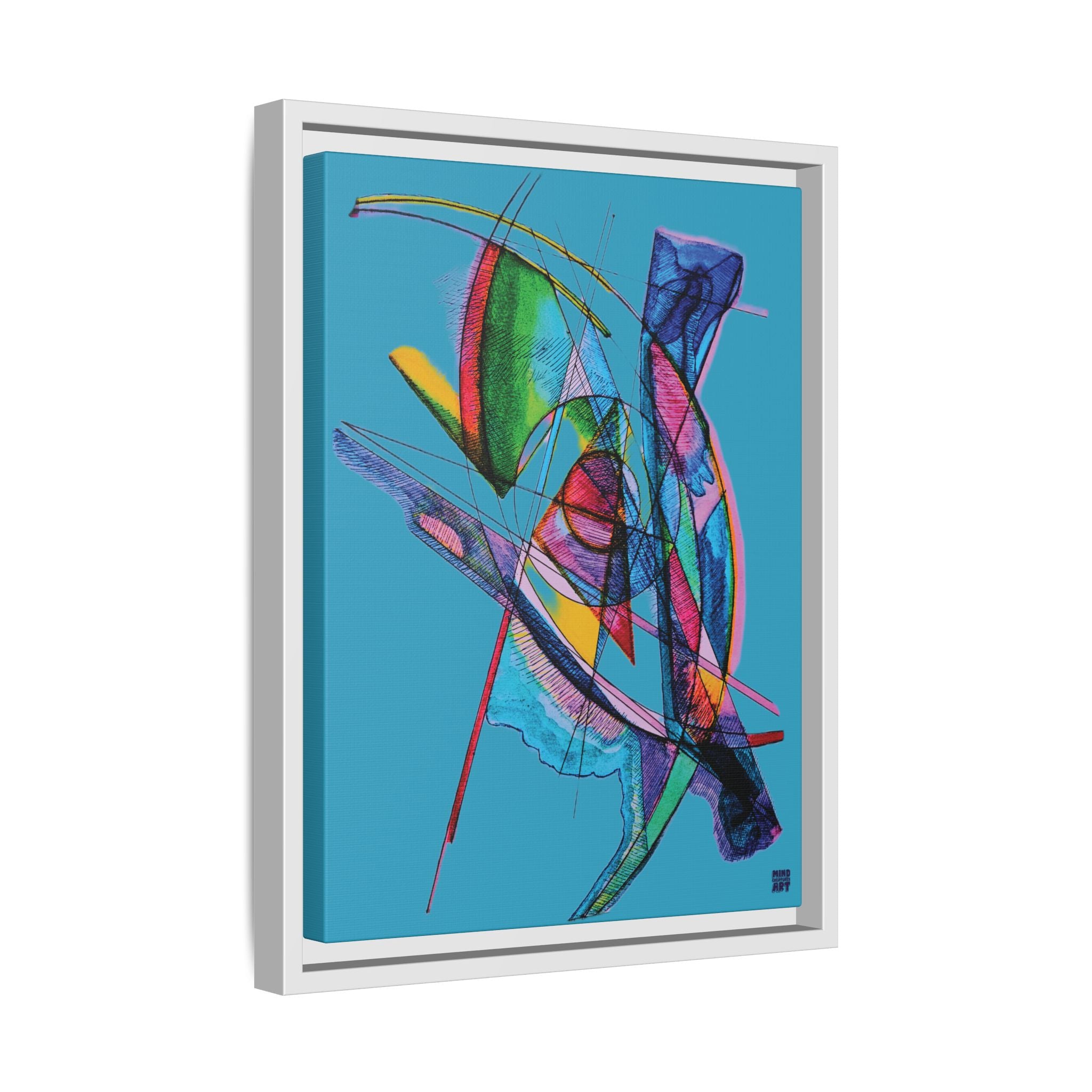 Watching (Turquoise Background) Matte Canvas, Framed