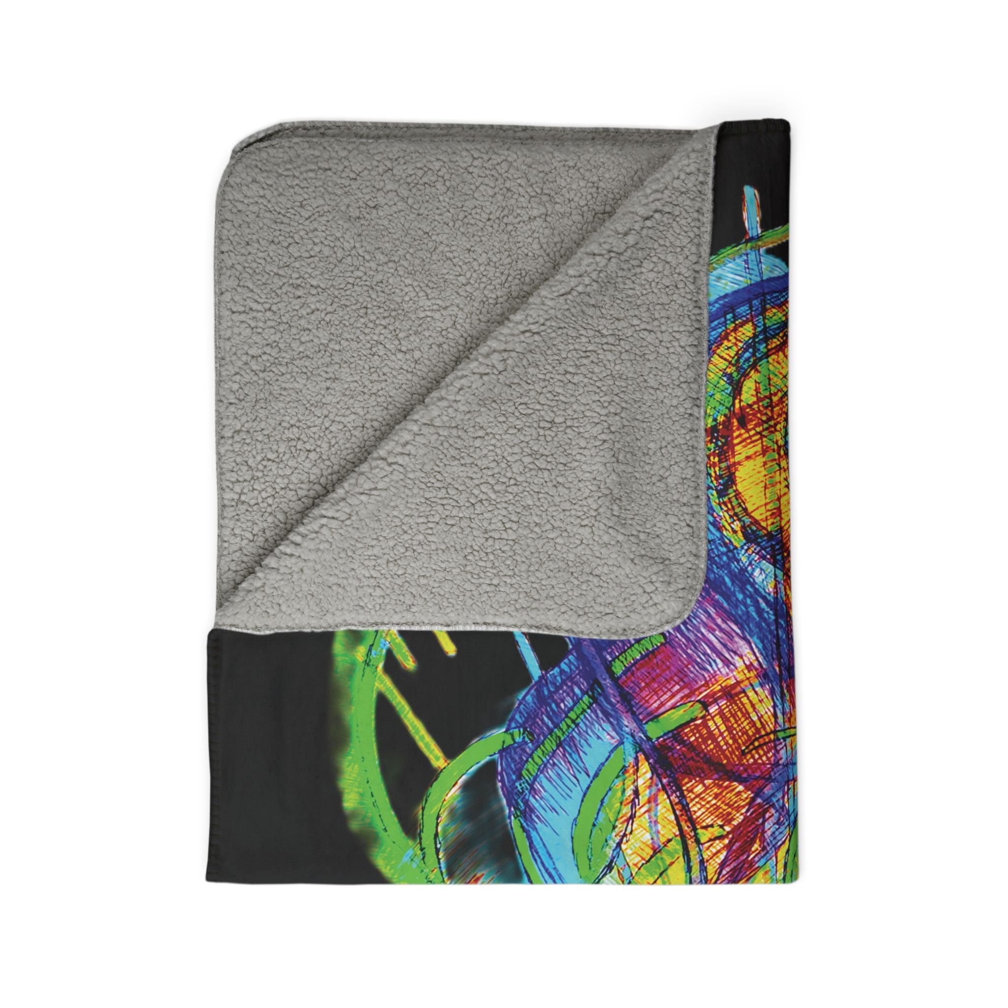 Jelly Jam (Black Background) Fleece Sherpa Blanket