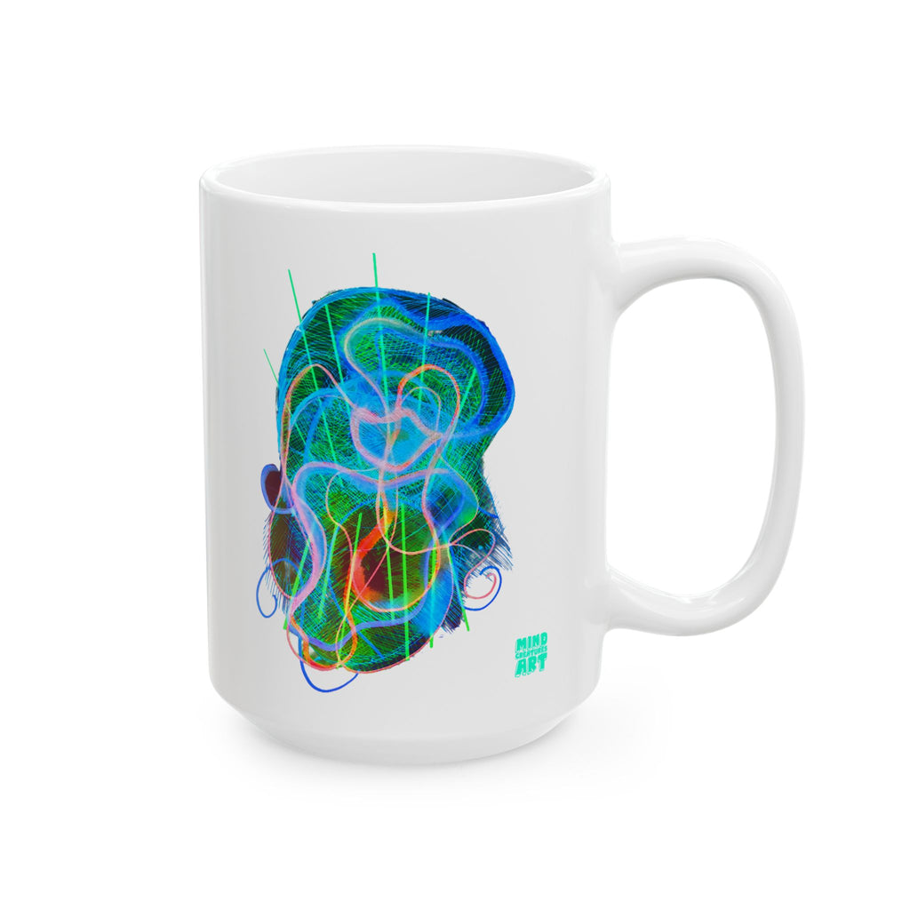 Davy Jones (Electric Green & Blue) White Ceramic Mug, (11oz, 15oz)