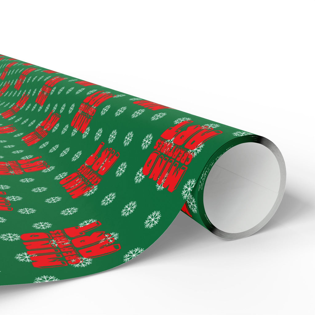 MCA Logo & Snowflake (Red, Green Background) Heavy Wrapping Paper