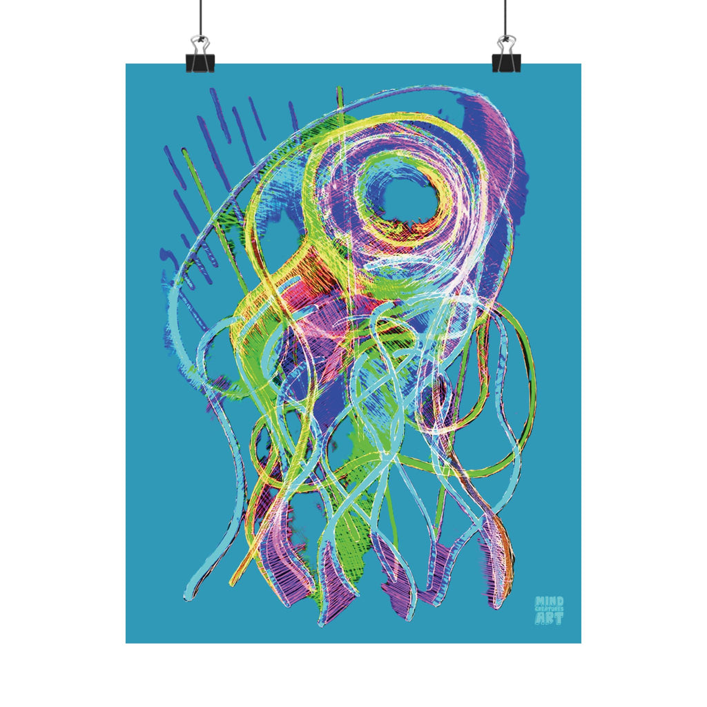 Jelly Jam (Neon, Turquoise Background) Matte Poster