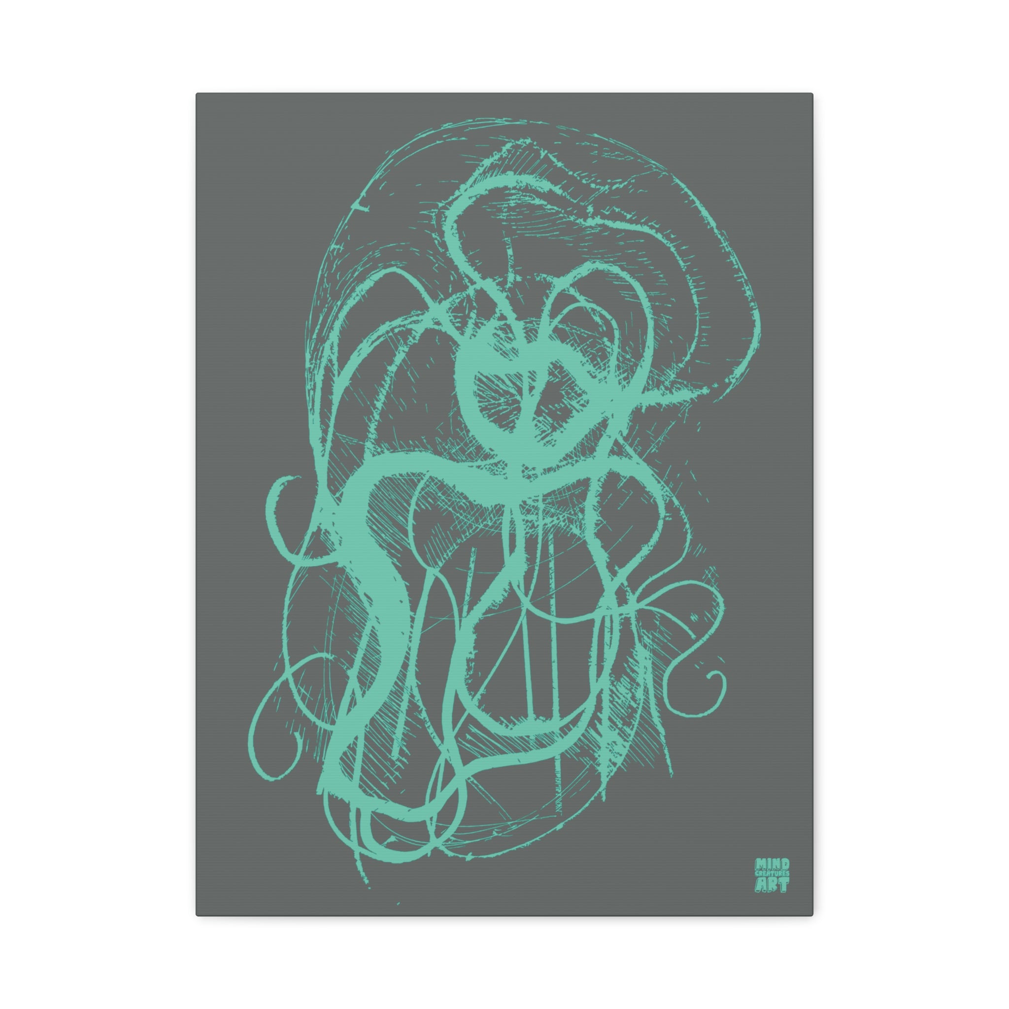 Davy Jones (Teal, Dark Gray Background) Matte Canvas, Stretched, 1.25"