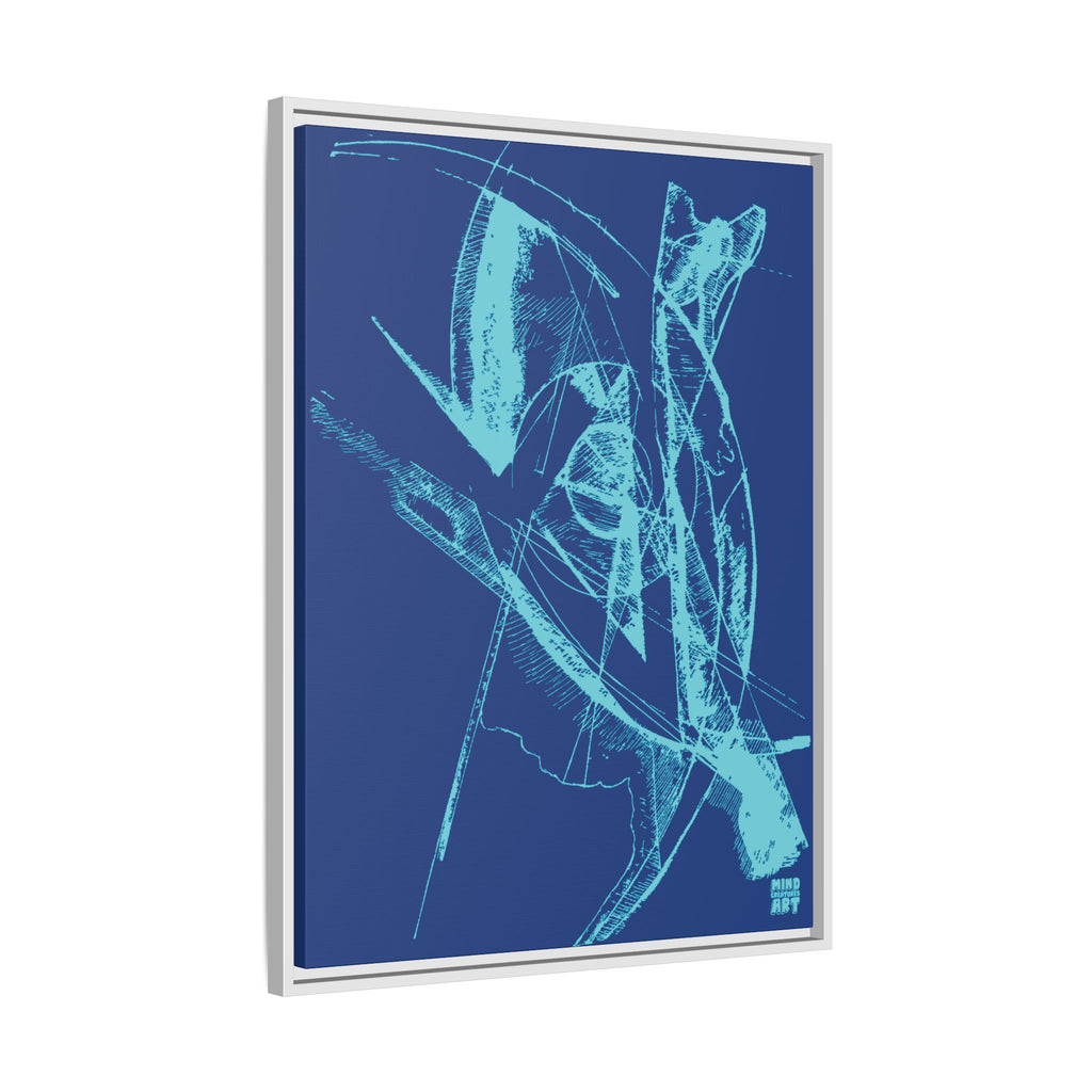 Watching (Aqua, Dark Blue Background) Matte Canvas, Framed