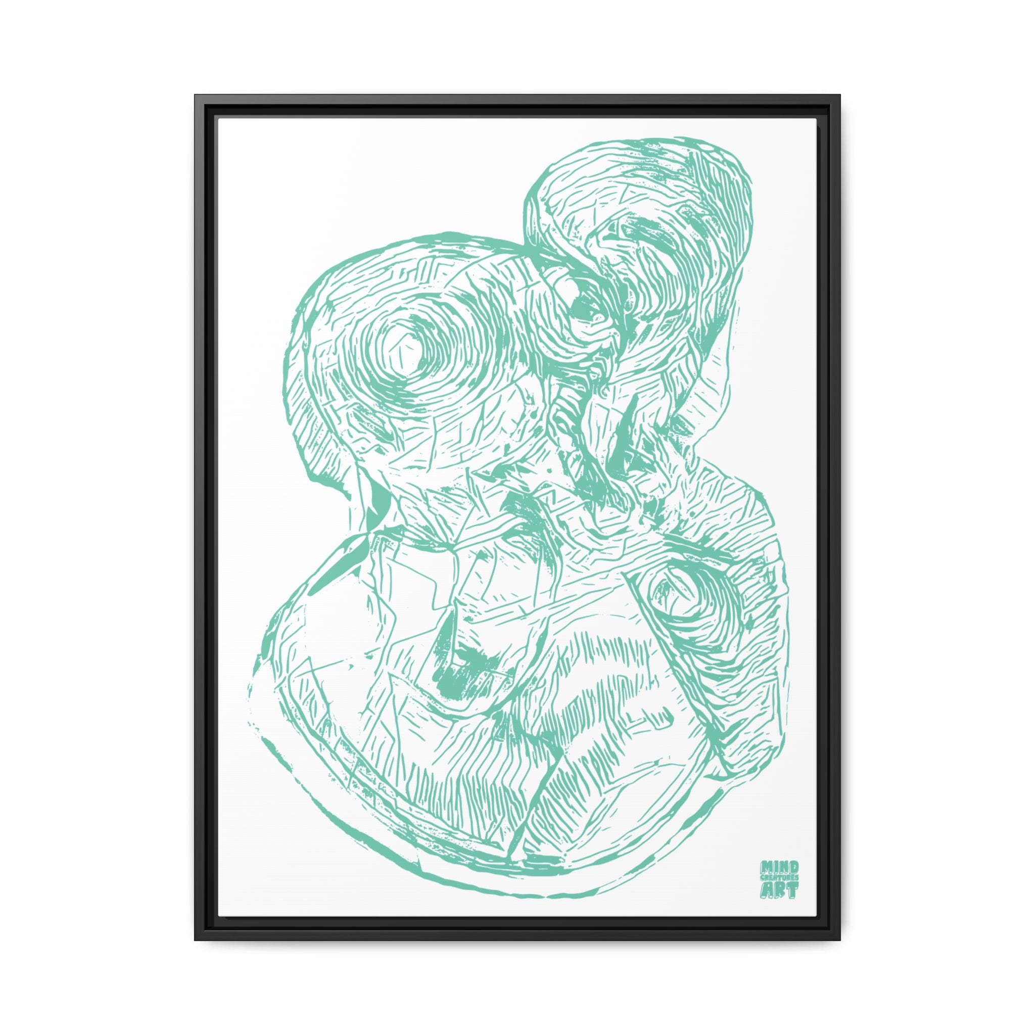 Curiosity (Teal, White Background) Matte Canvas, Framed