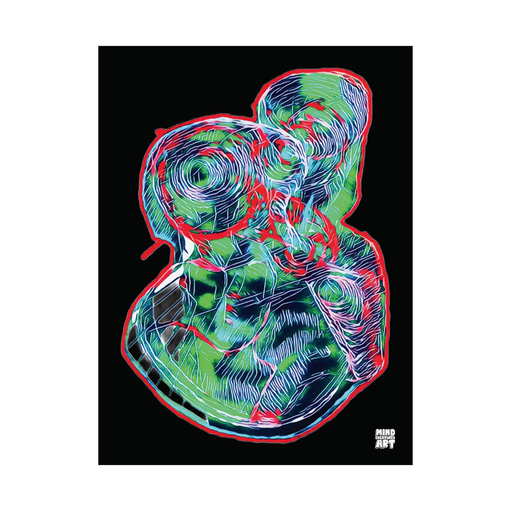 Curiosity (Red & Green, Black Background) Matte Poster
