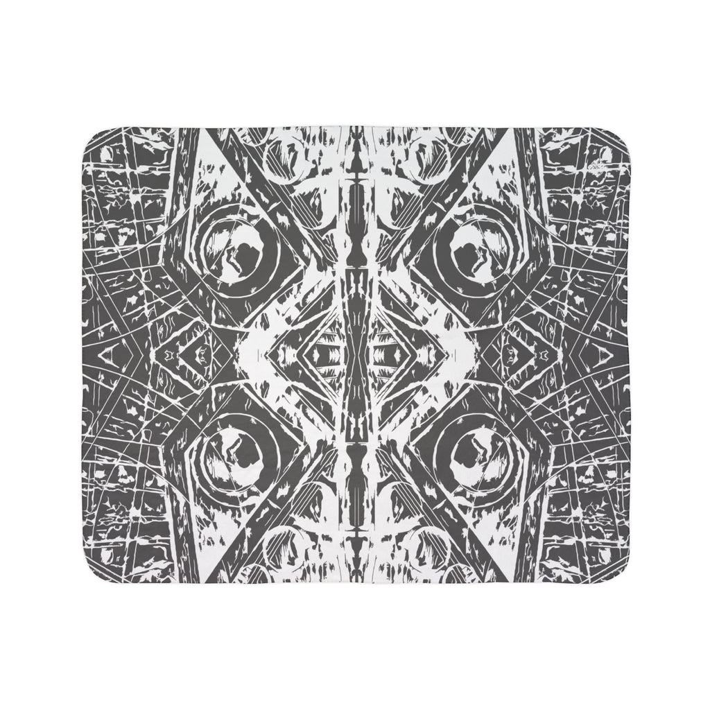 Love (White, Mirror, Dark Gray Background) Fleece Sherpa Blanket
