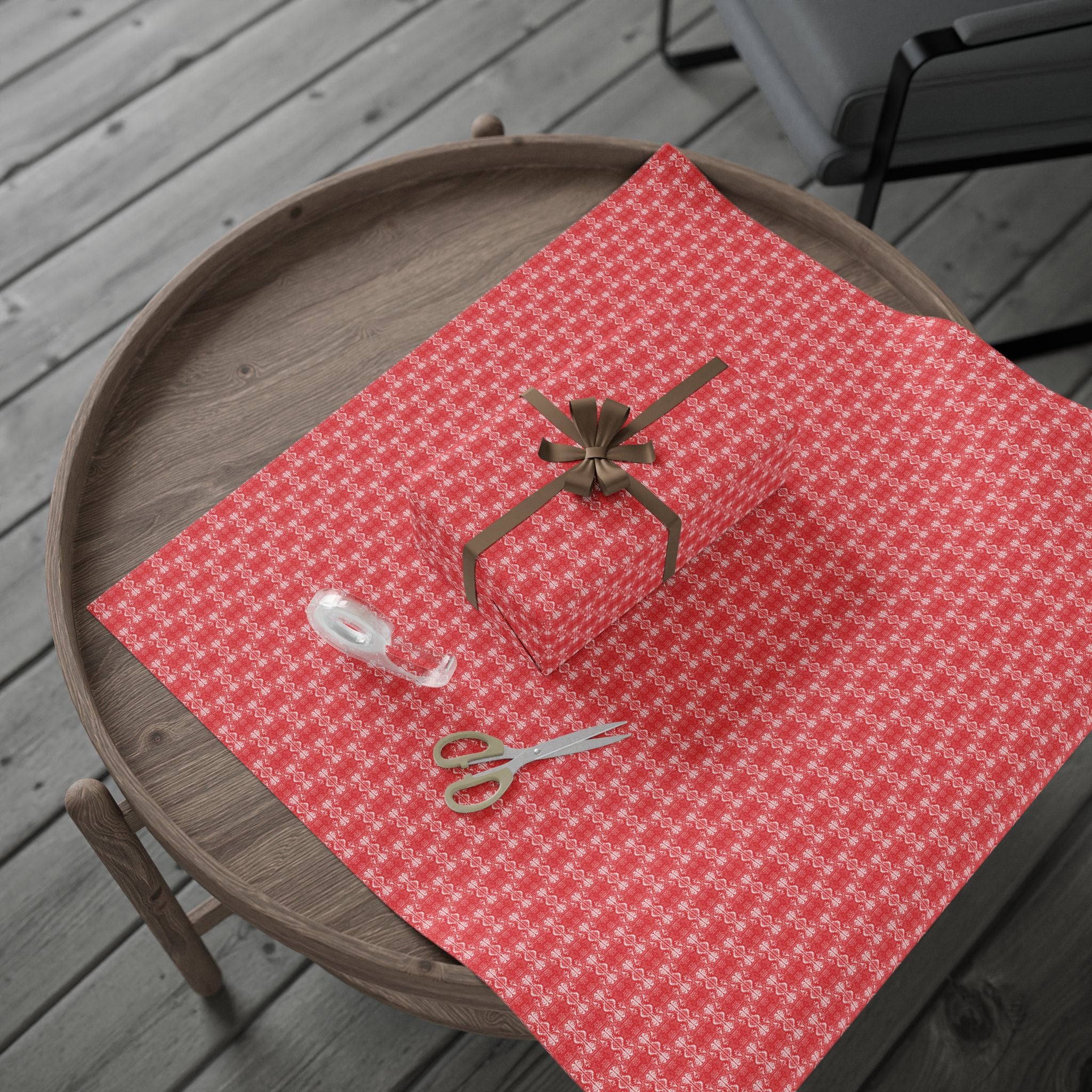 Love (White, Red Background) Heavy Wrapping Paper