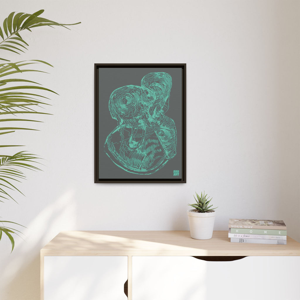 Curiosity (Teal, Dark Gray Background) Matte Canvas, Framed