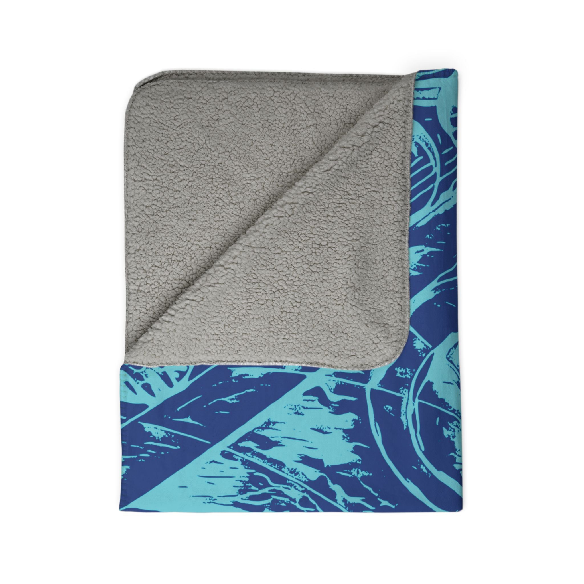 Love (Aqua, Dark Blue Background) Fleece Sherpa Blanket