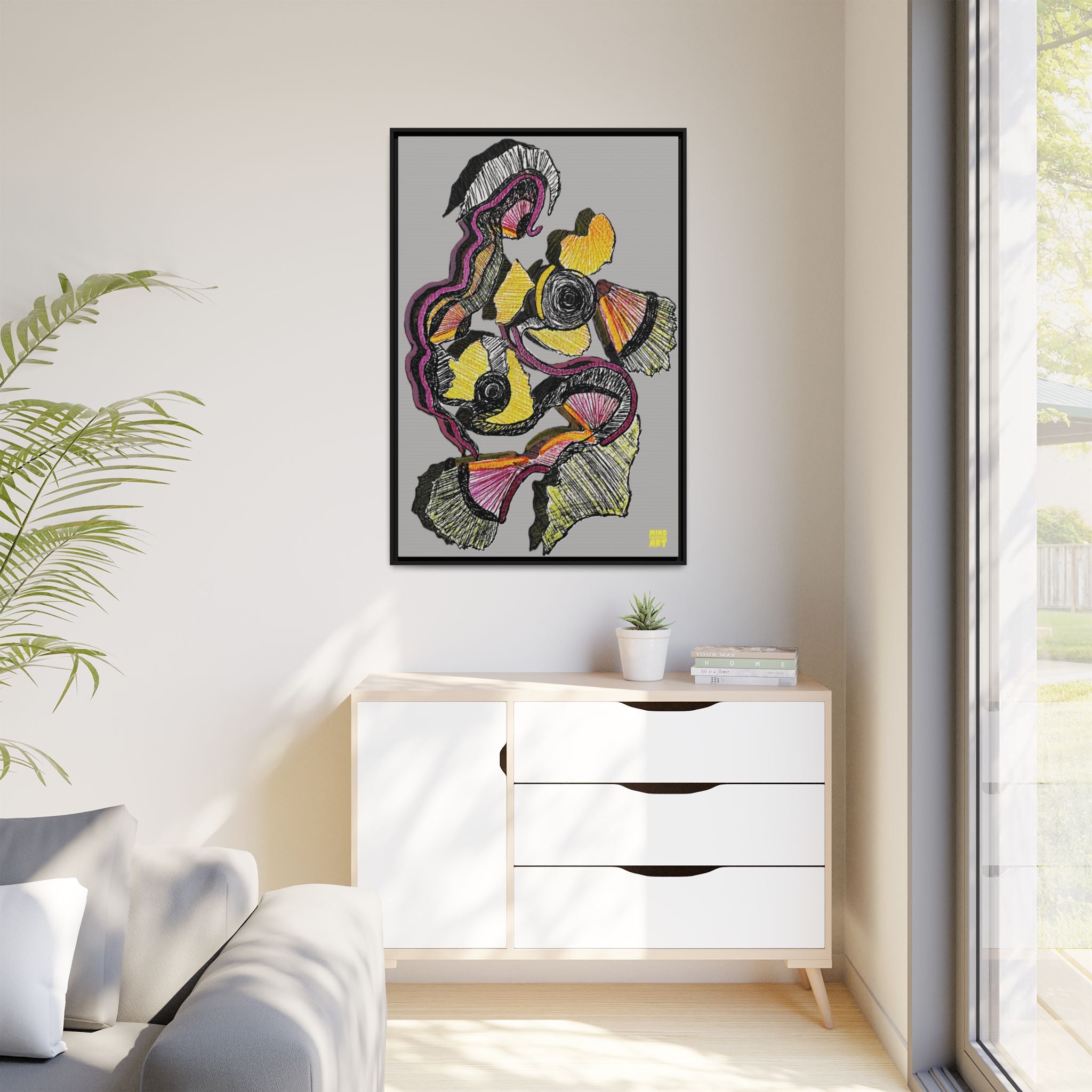 Crimson Teacher (Light Gray Background) Matte Canvas, Framed